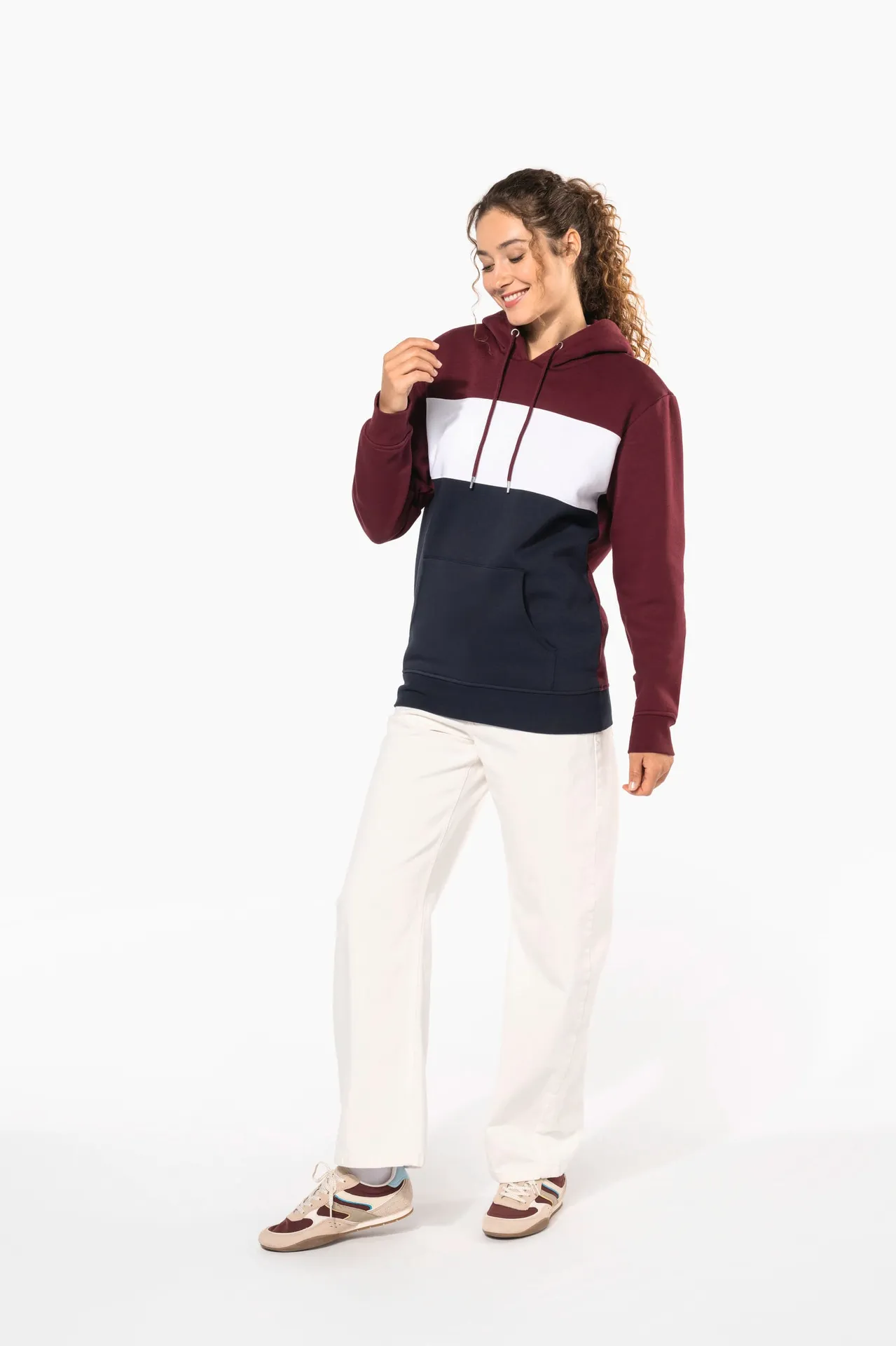 Dreifarbiges Kapuzensweatshirt, Unisex