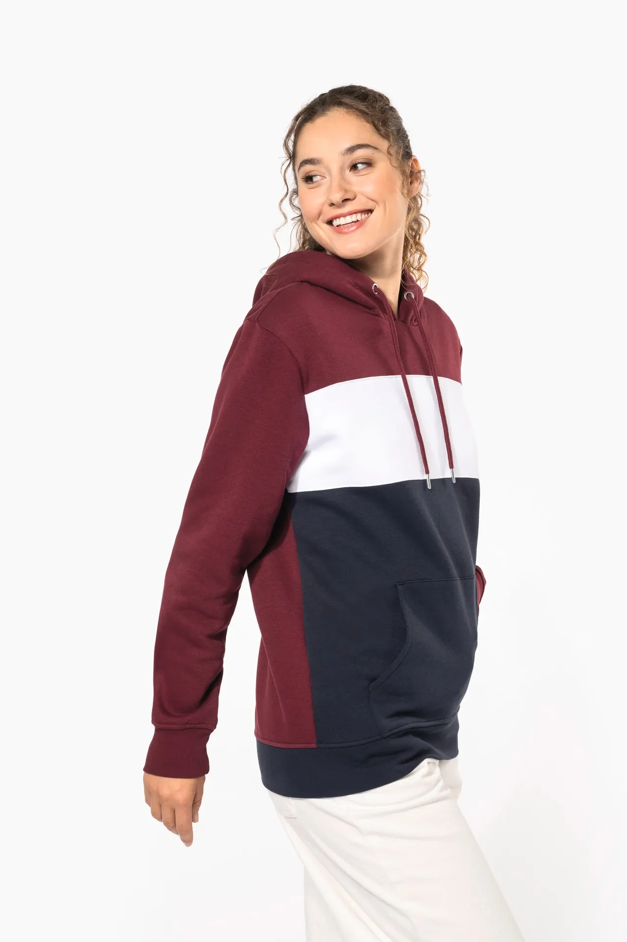 Dreifarbiges Kapuzensweatshirt, Unisex
