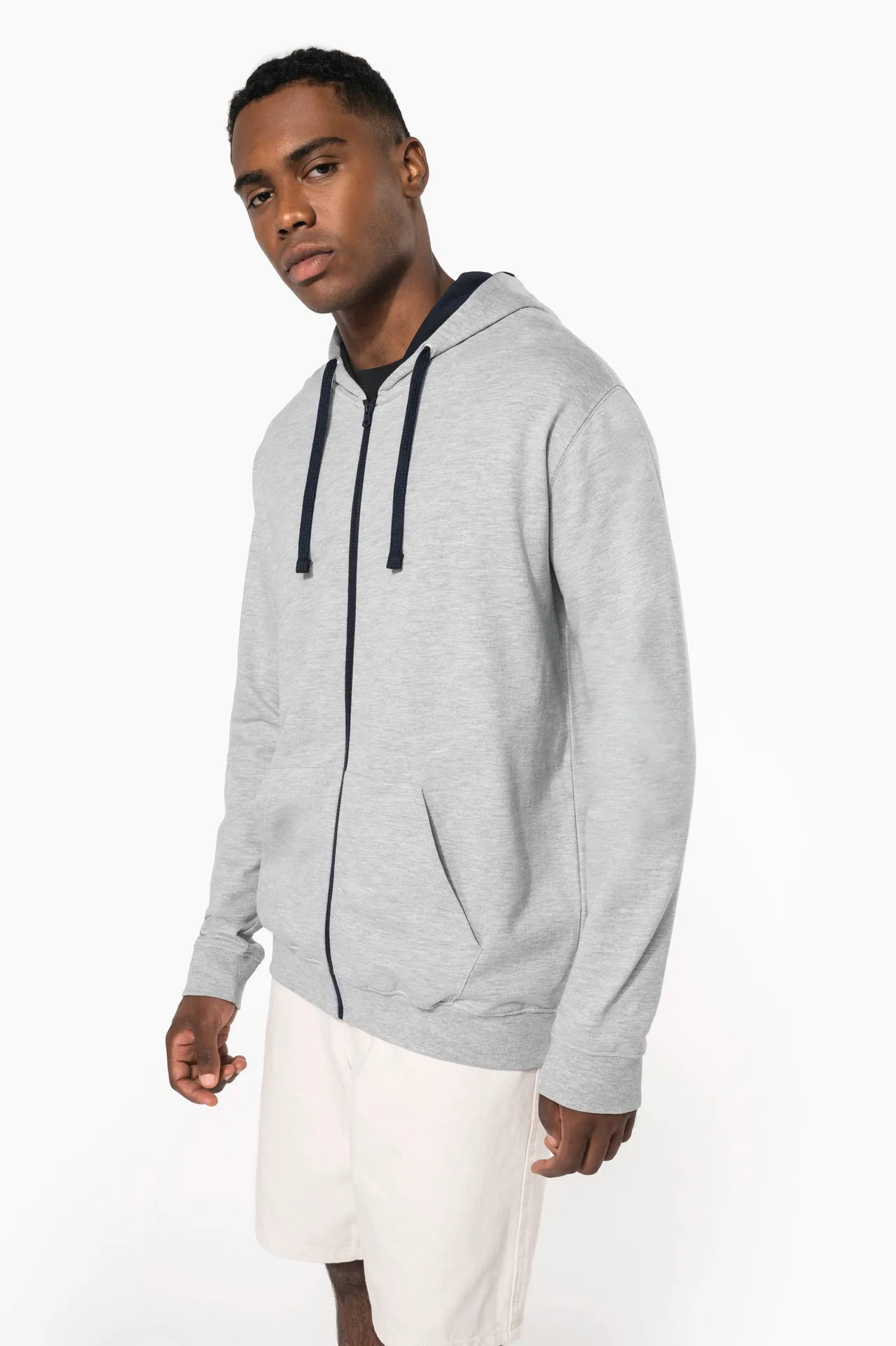 HERREN-KAPUZENSWEATSHIRT BICOLOR mit Reißverschluss