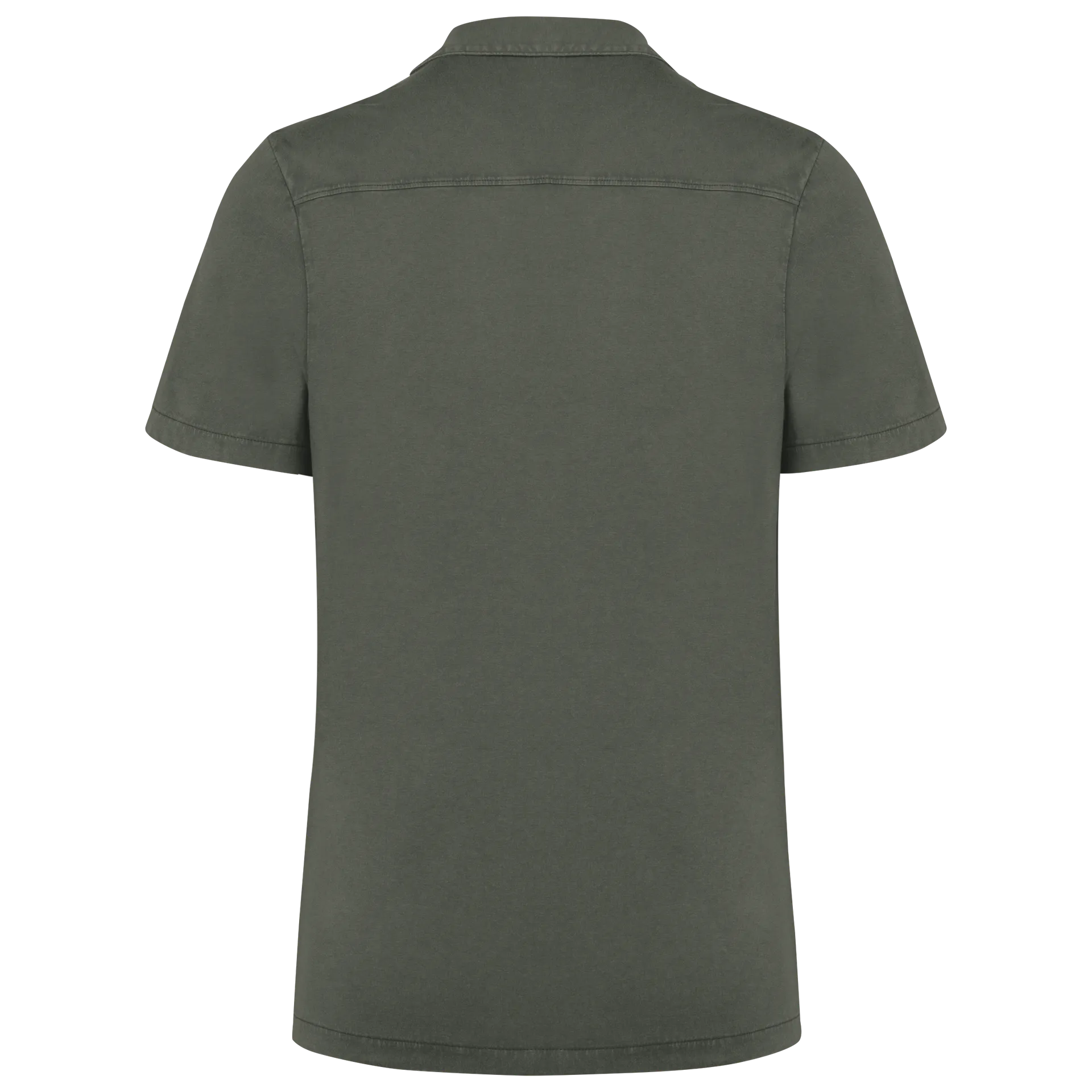 Umweltfreundliches ausgewaschenes Jersey-Herrenhemd mit kurzen Ärmeln und Bowling-Kragen