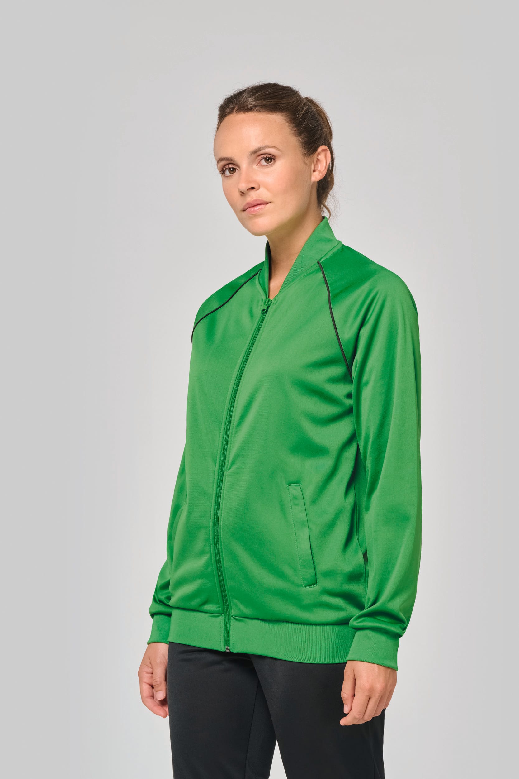 Unisex-Trainingsjacke mit Reißverschluss und Paspel