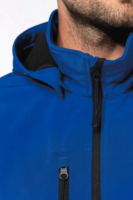 3-lagige Unisex-Softshell-Jacke mit Kapuze und abnehmbaren Ärmeln
