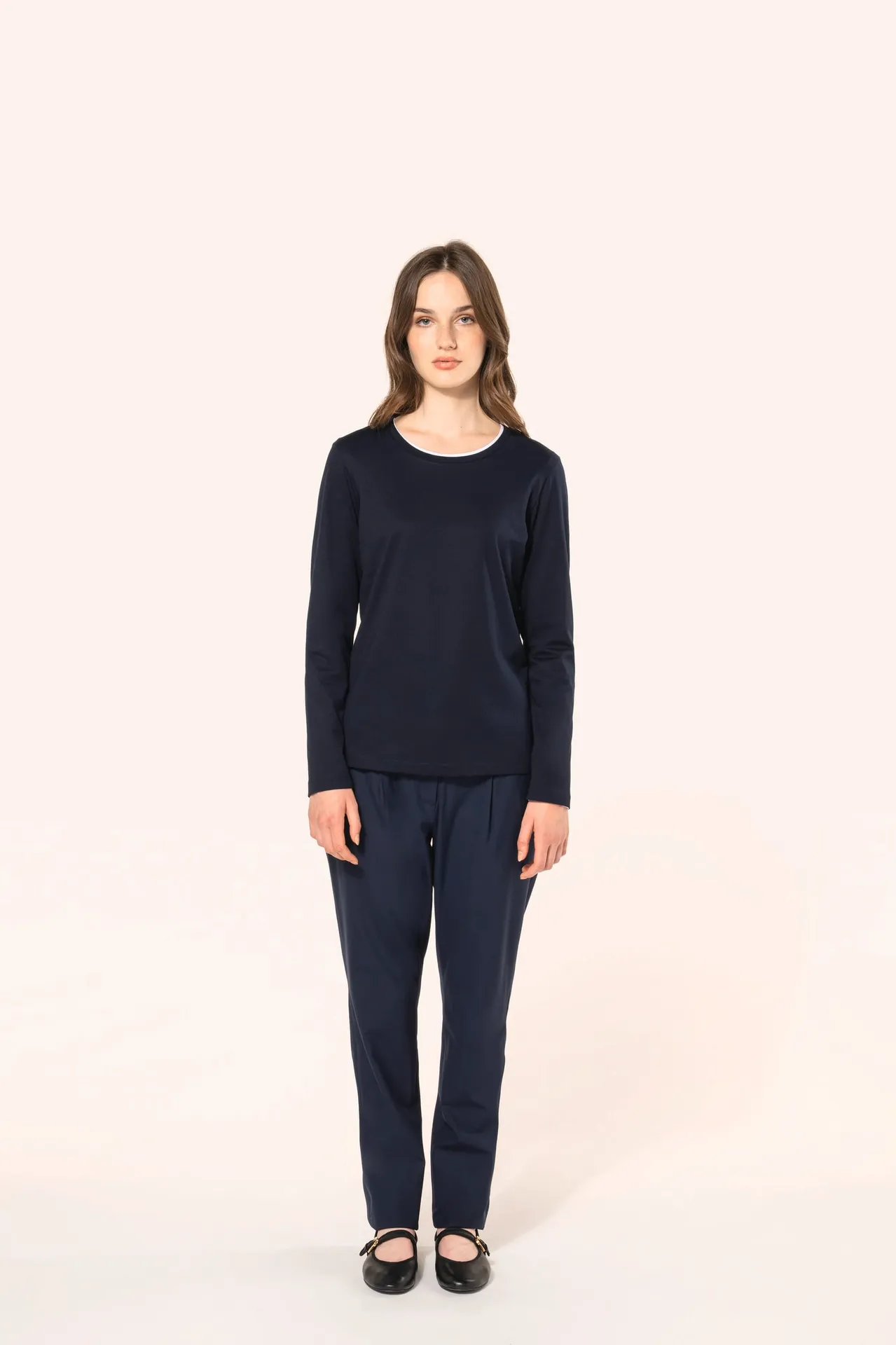 Supima® Damen-T-Shirt mit Rundhalsausschnitt und langen Ärmeln