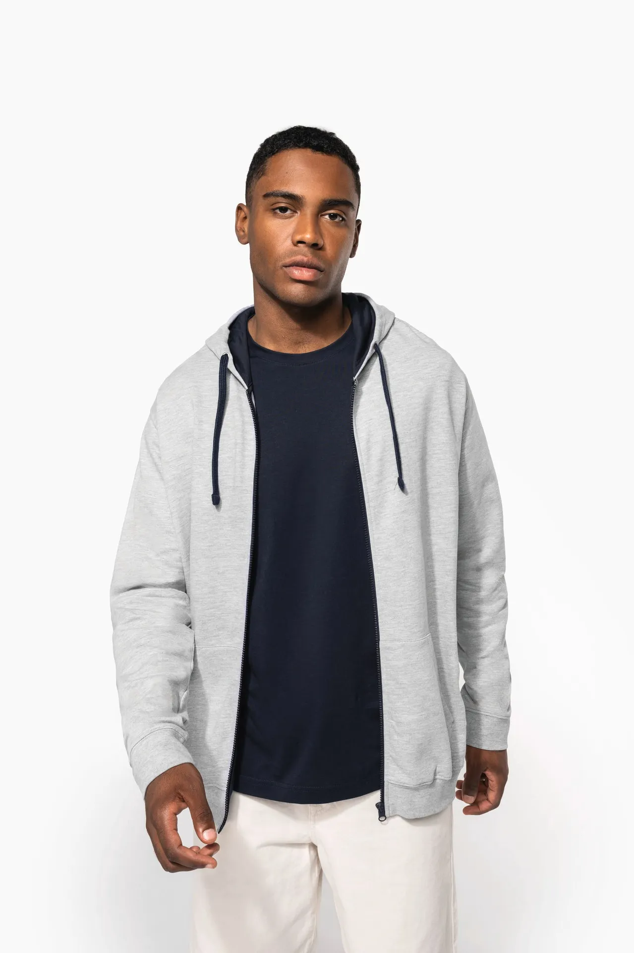 HERREN-KAPUZENSWEATSHIRT BICOLOR mit Reißverschluss