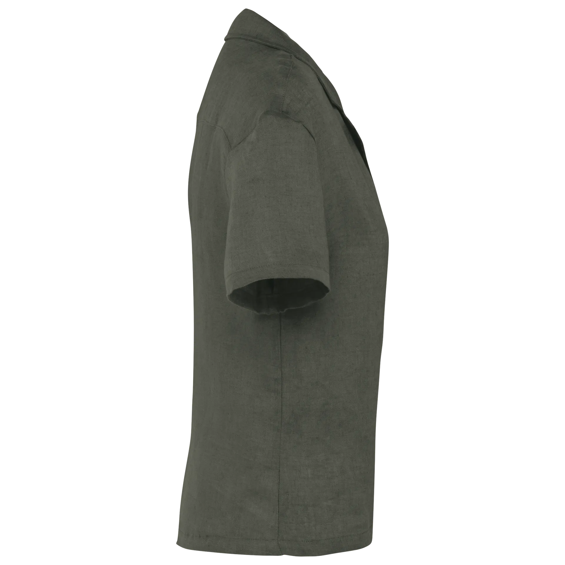 Damenhemd aus Leinen mit kurzen Ärmeln und Bowling-Kragen