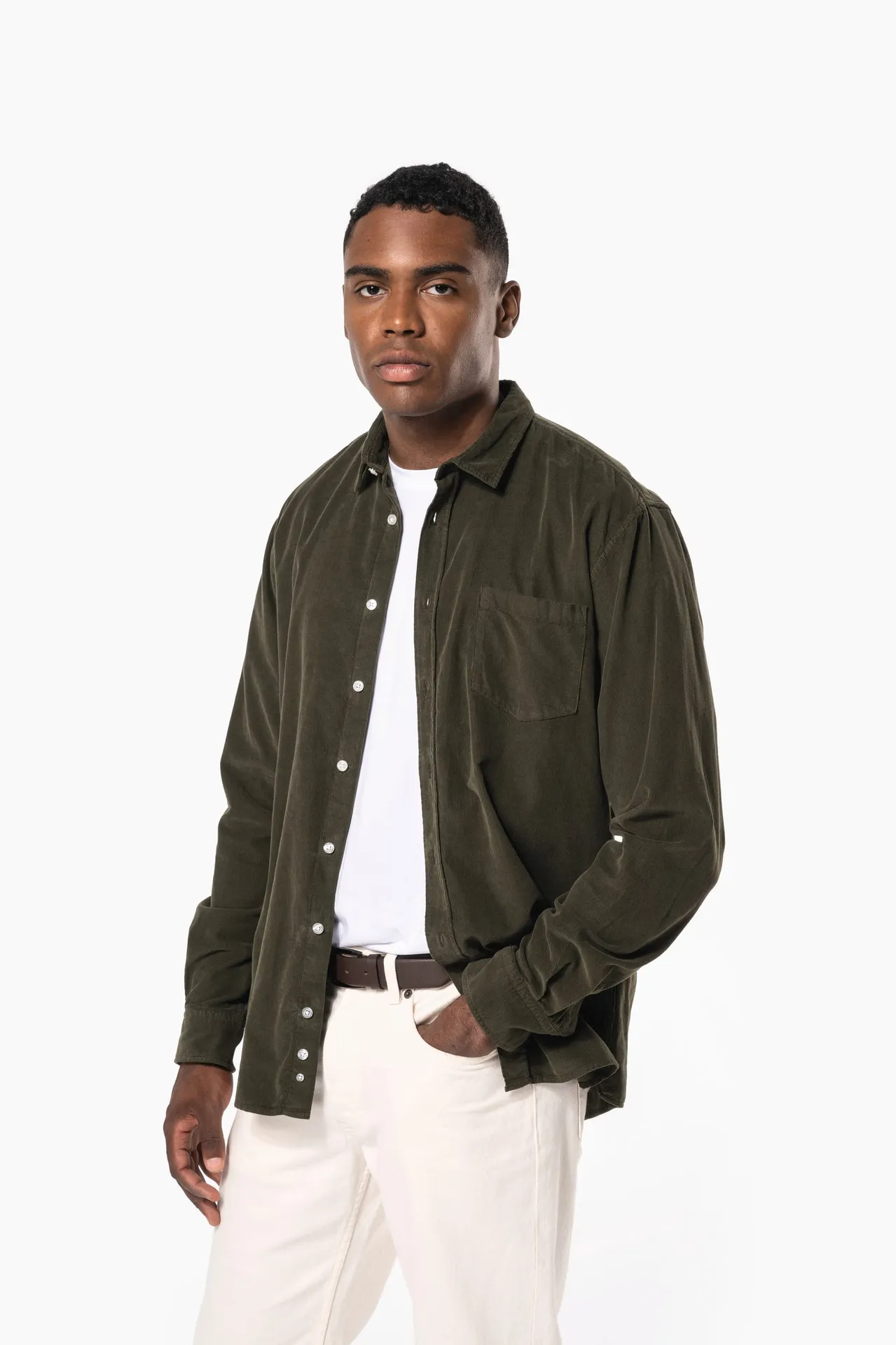 Langarmhemd aus Velours, für Herren