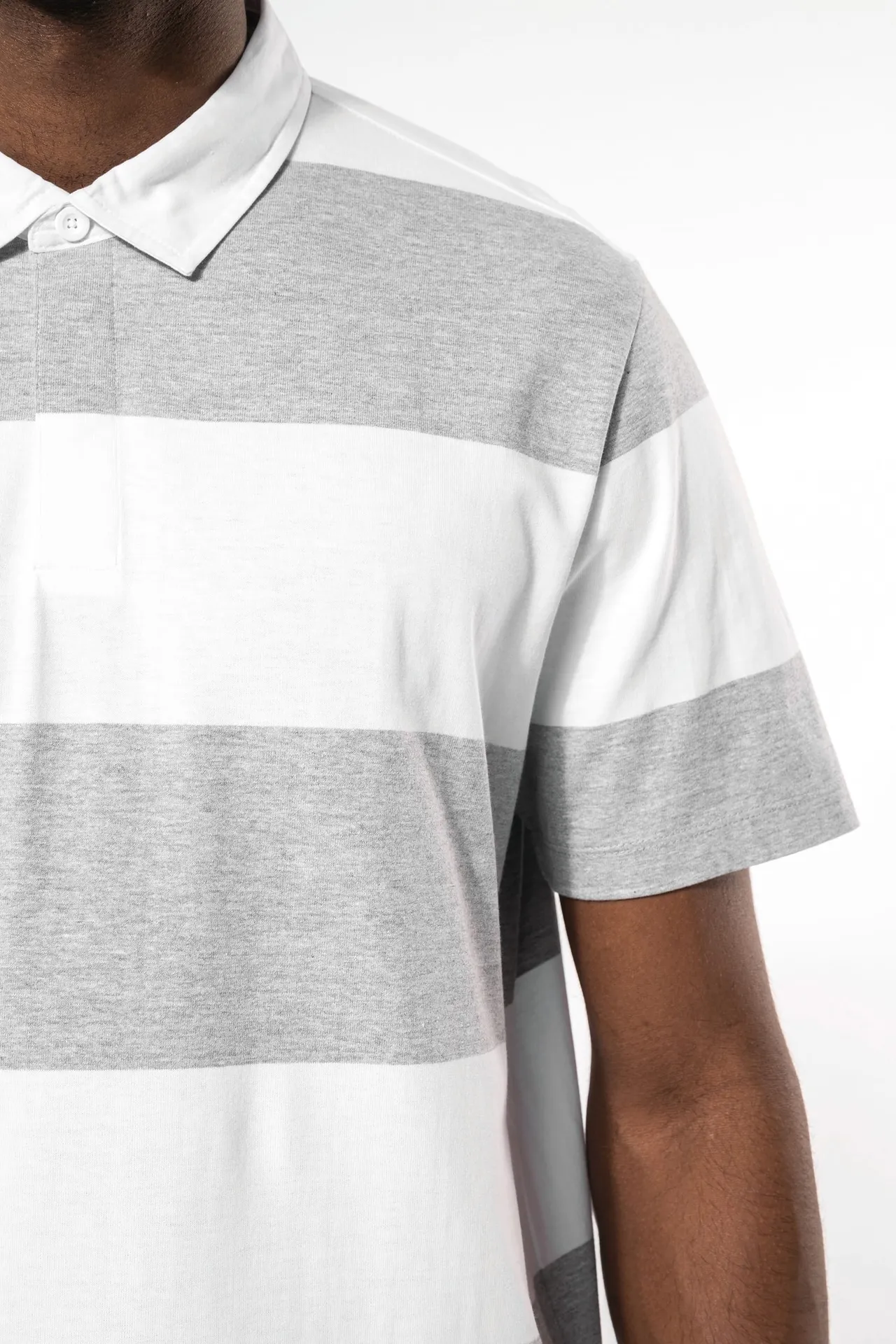 Gestreiftes Polohemd mit kurzen Ärmeln, Unisex