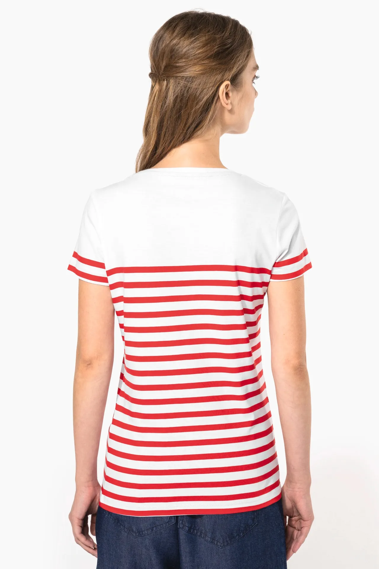 T-Shirt im Marine-Stil mit Rundhalsausschnitt Bio Damen