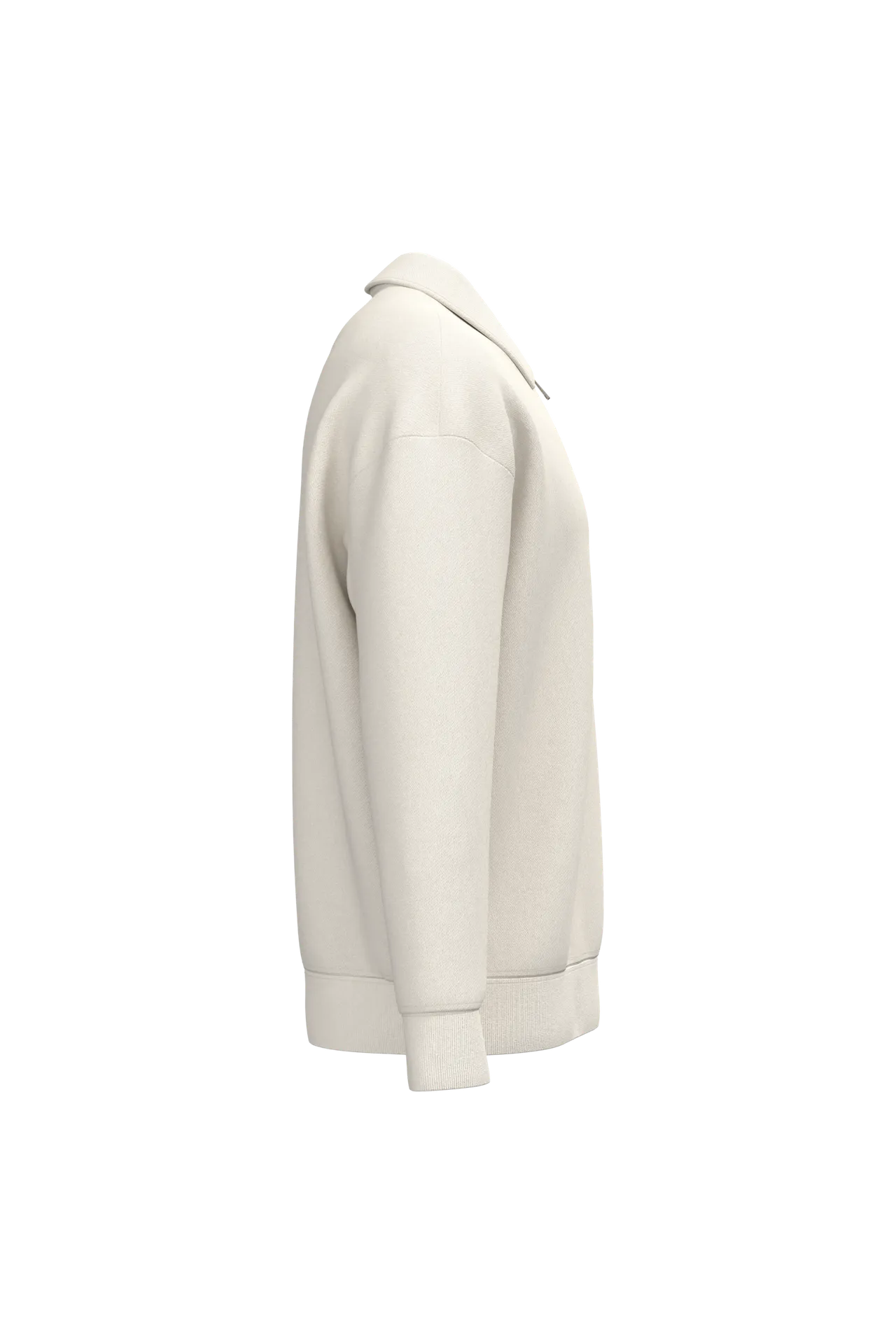 Umweltfreundliches Unisex-Sweatshirt mit Reißverschluss, Polokragen und überschnittenen Schultern