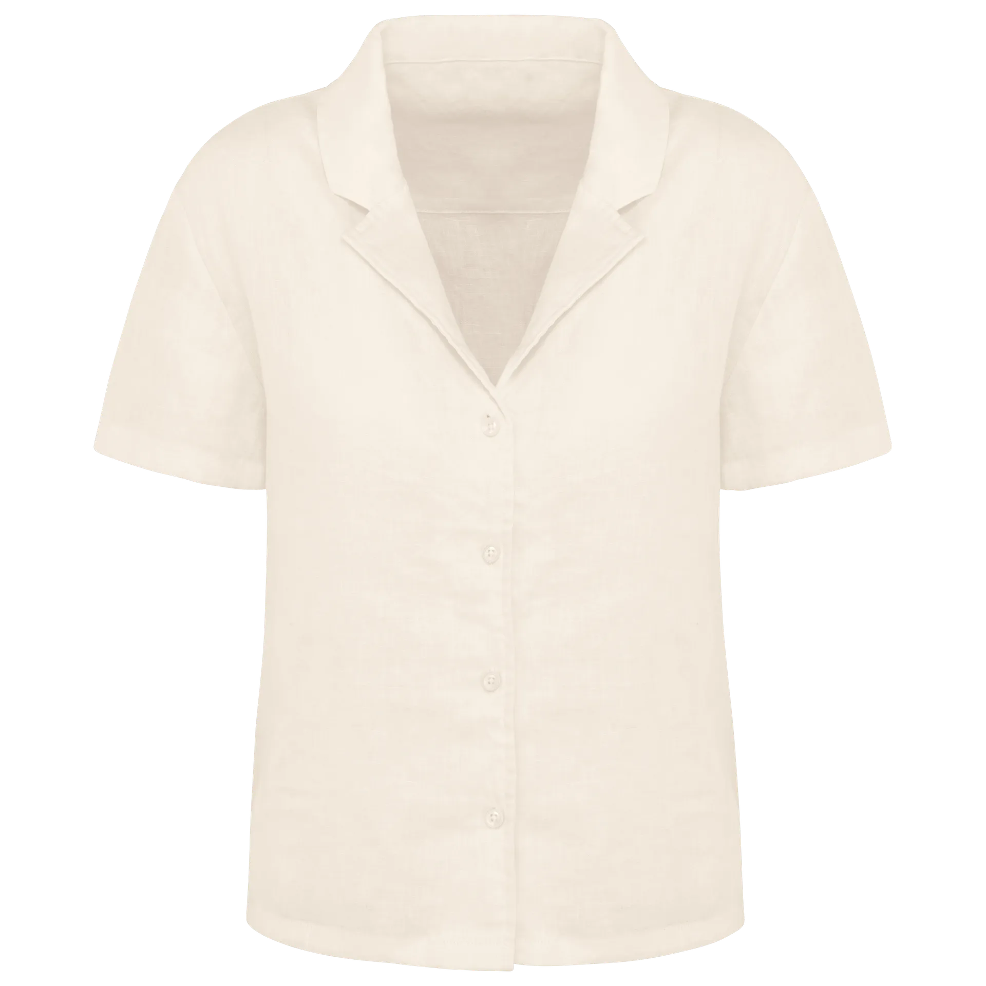 Damenhemd aus Leinen mit kurzen Ärmeln und Bowling-Kragen