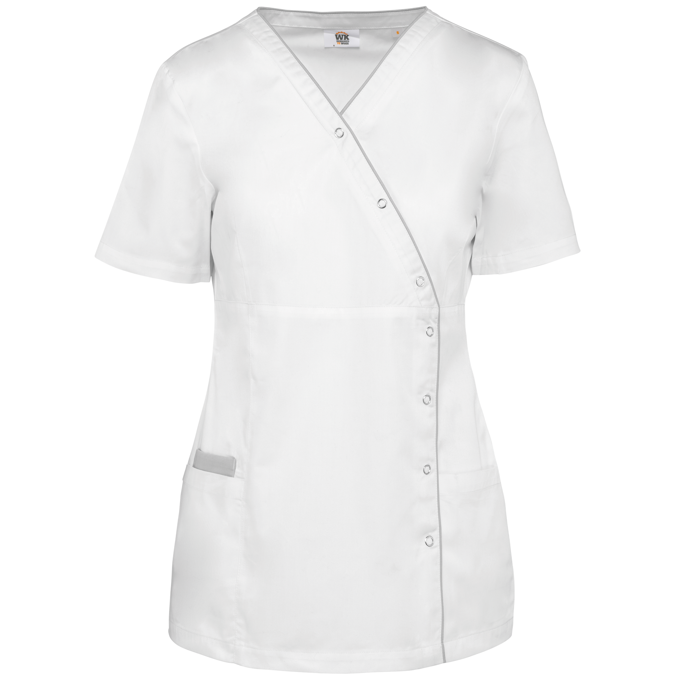 Damenkittel aus Baumwollpolyester mit Druckknöpfen Damenkittel aus Baumwollpolyester mit Druckknöpfen