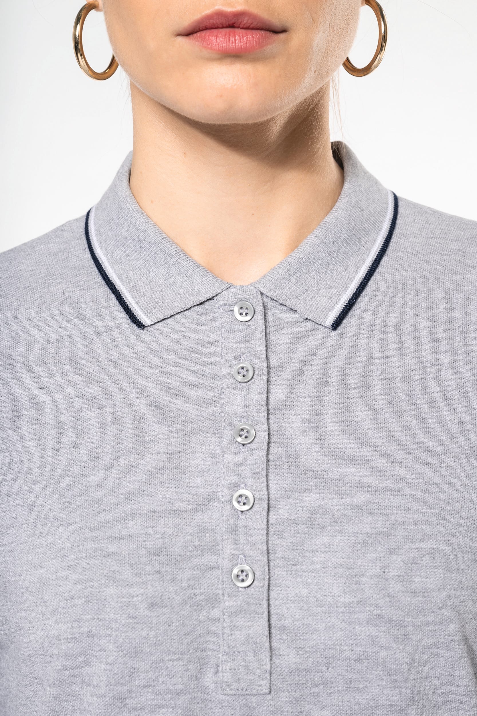 Langarm-Polohemd aus Piqué für Damen