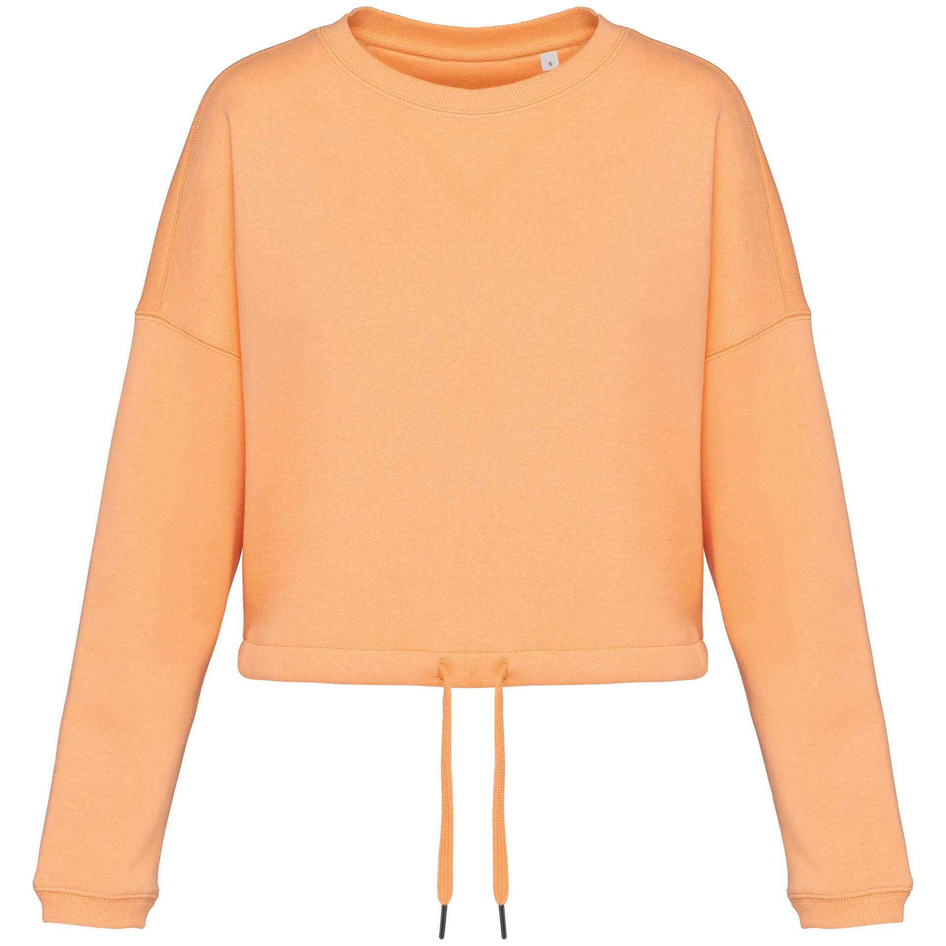 Umweltfreundliches cropped Oversize Damen Sweatshirt mit Rundhalsausschnitt