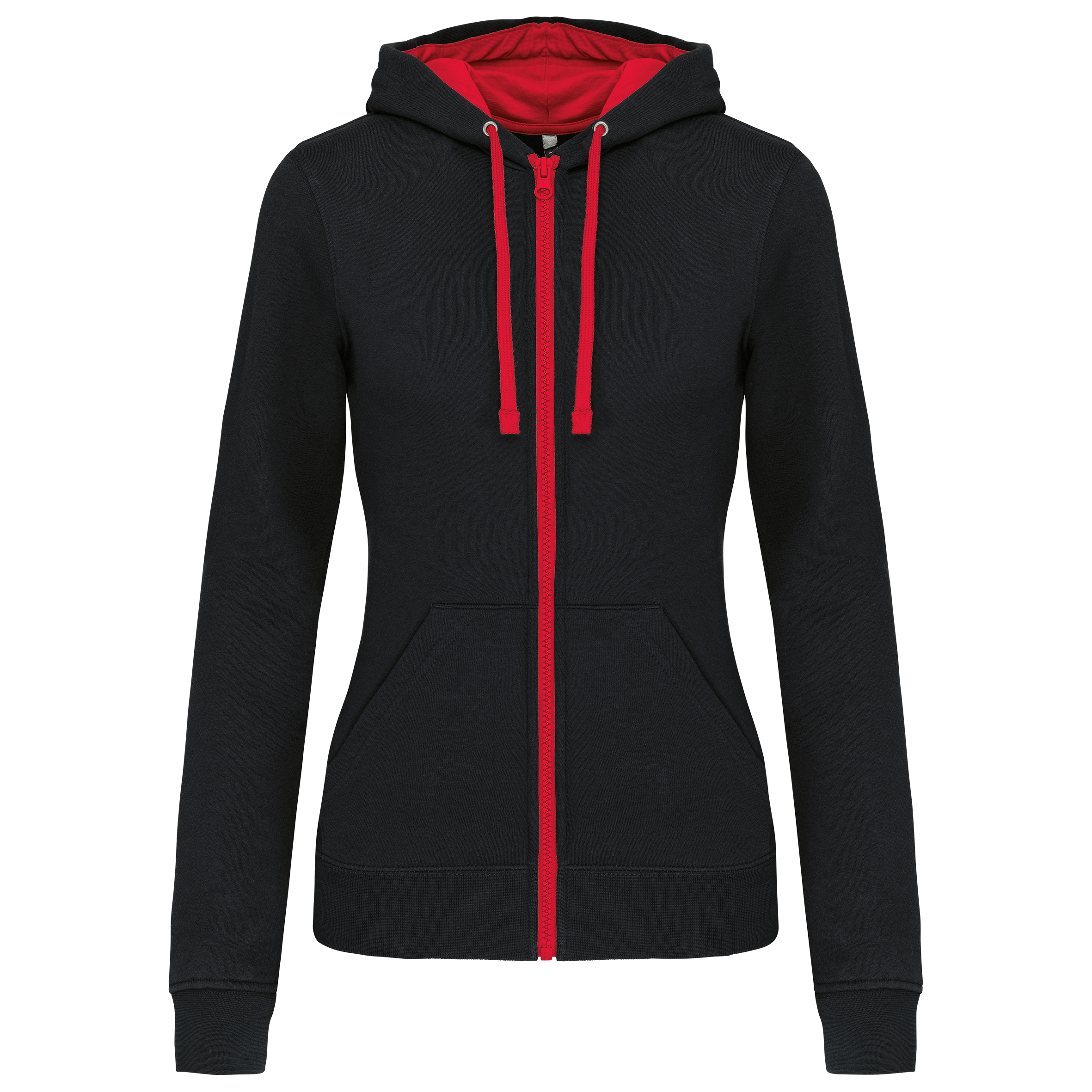 DAMEN-KAPUZENSWEATSHIRT BICOLOR mit Reißverschluss