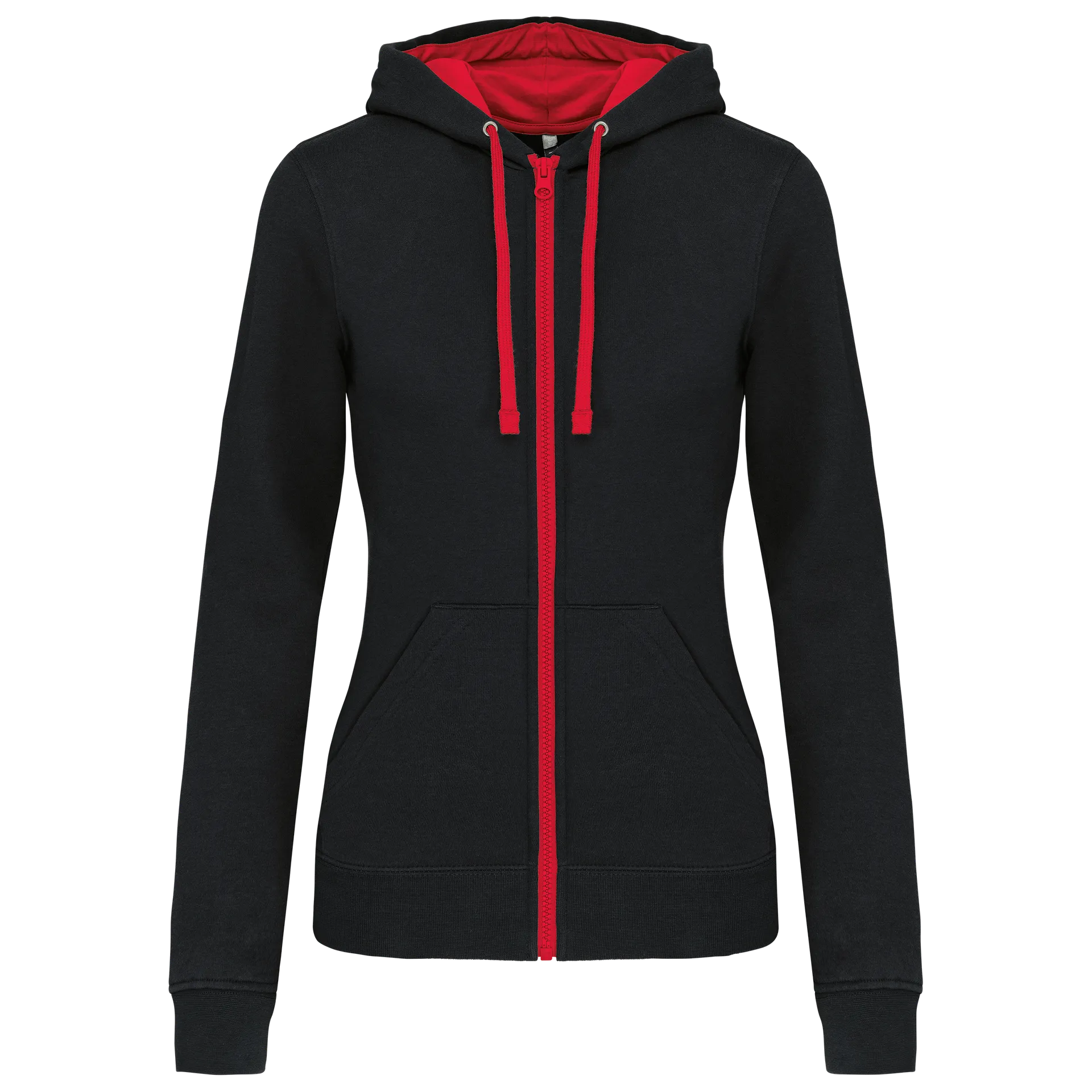 DAMEN-KAPUZENSWEATSHIRT BICOLOR mit Reißverschluss