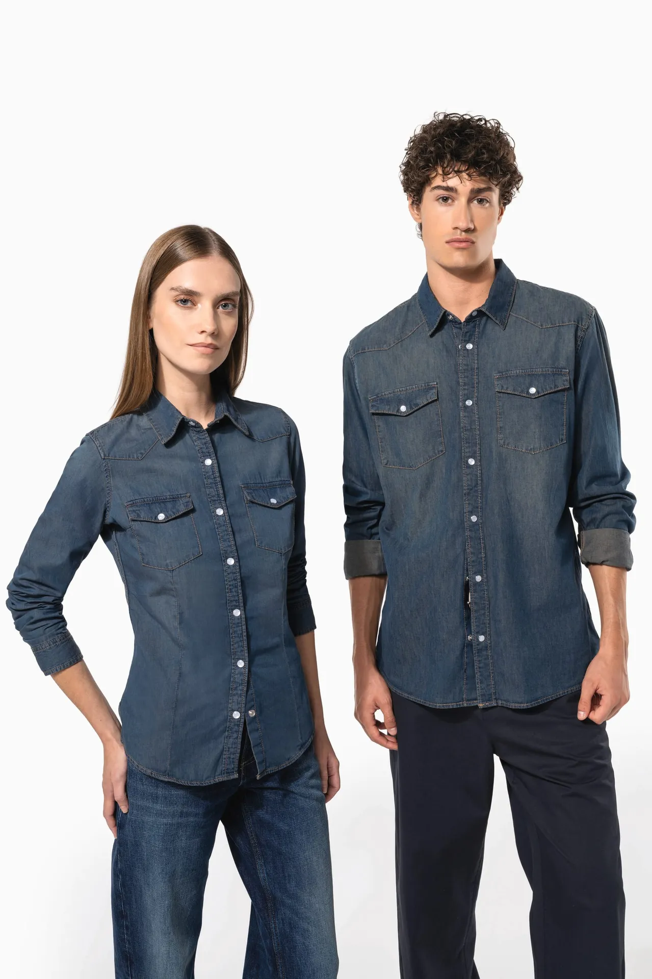 Herren denim-hemd langarm