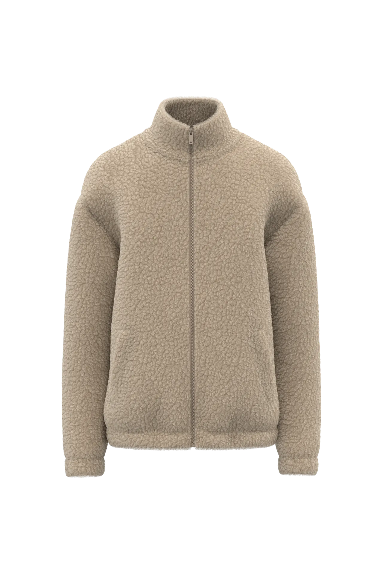 Unisex-Sweatshirt aus Sherpa mit Reißverschluss und überschnittenen Schultern