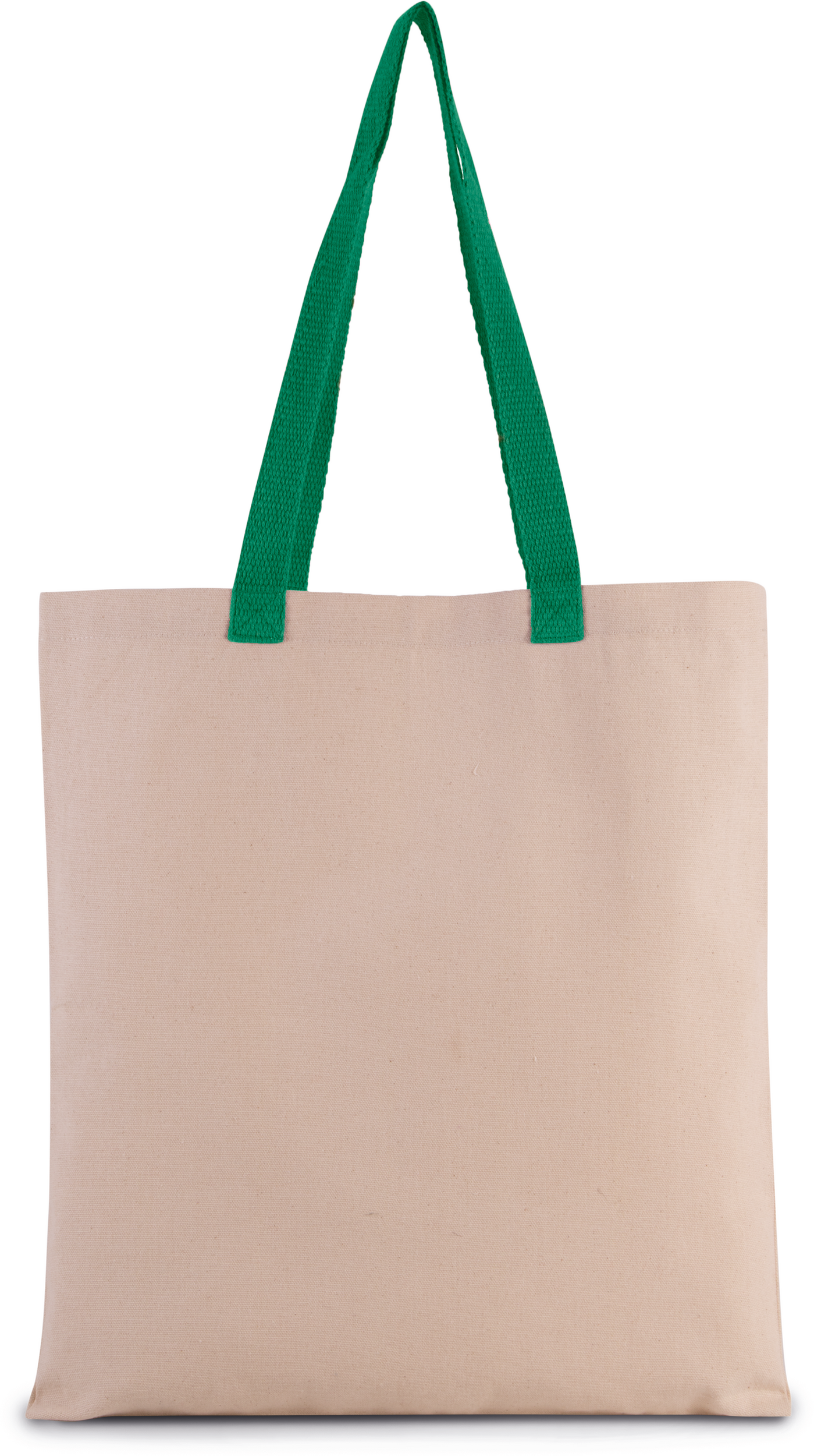 Flache Shoppingtasche aus Tuch mit kontrastfarbenem Griff