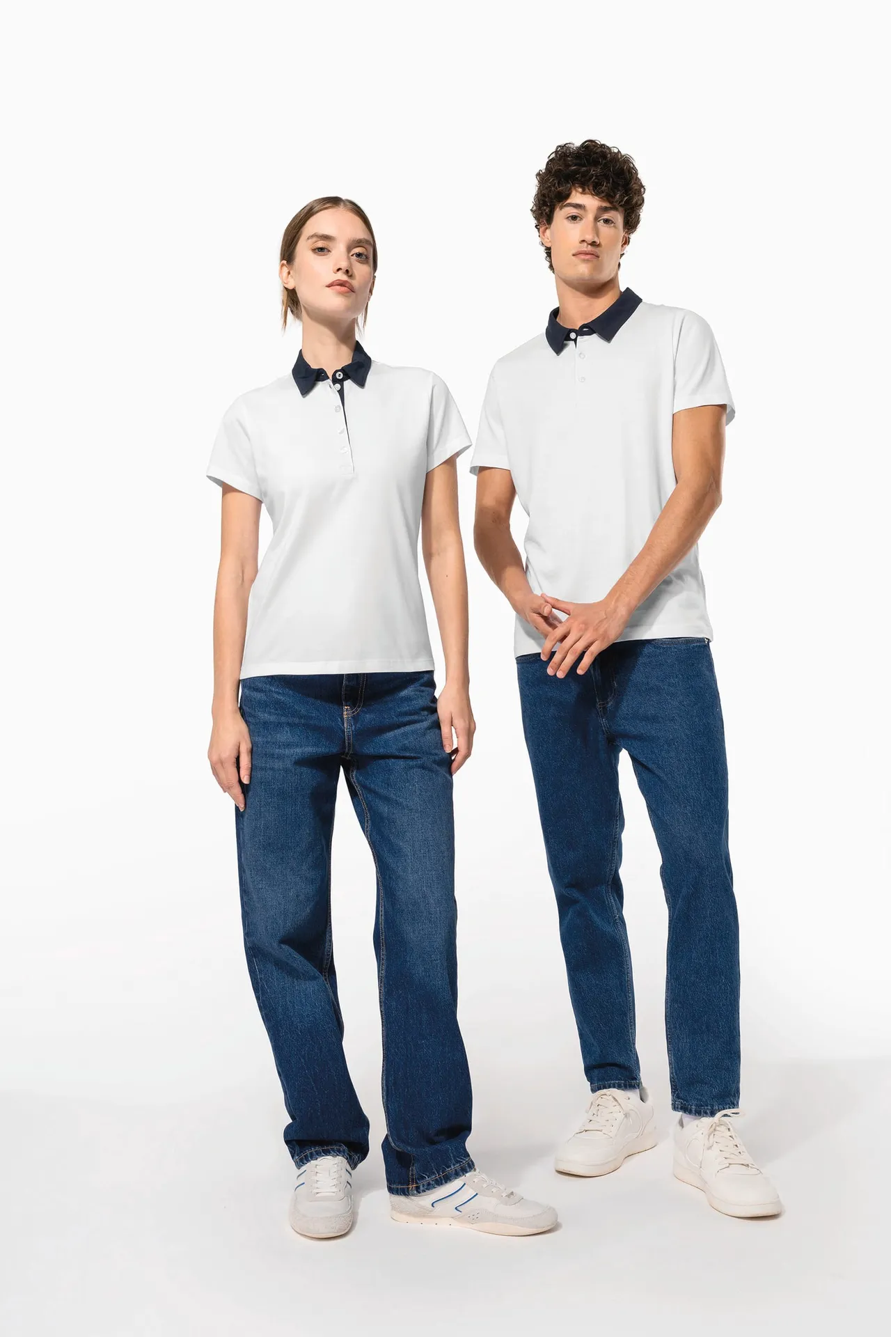 Zweifarbiges Jersey-Polohemd für Damen