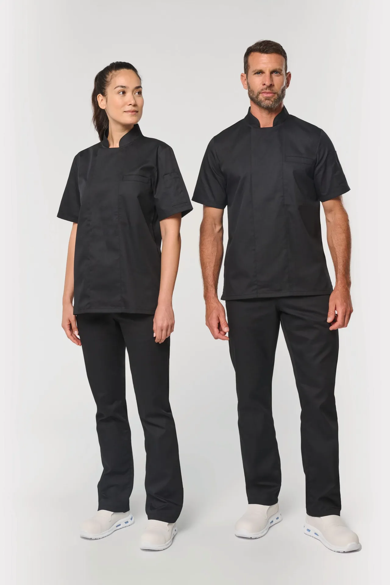 Umweltfreundliche Unisex-Kochjacke mit kurzen Ärmeln