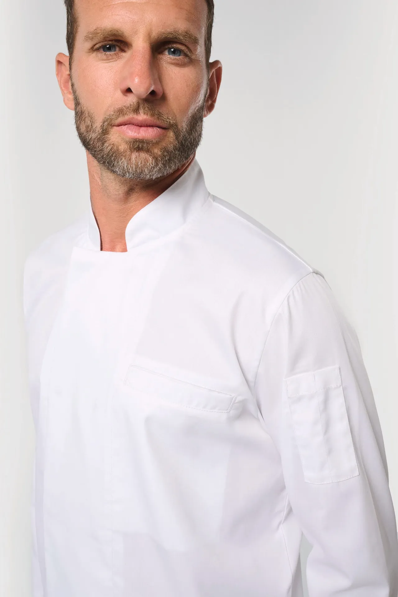 Umweltfreundliche, atmungsaktive Unisex-Kochjacke mit langen Ärmeln