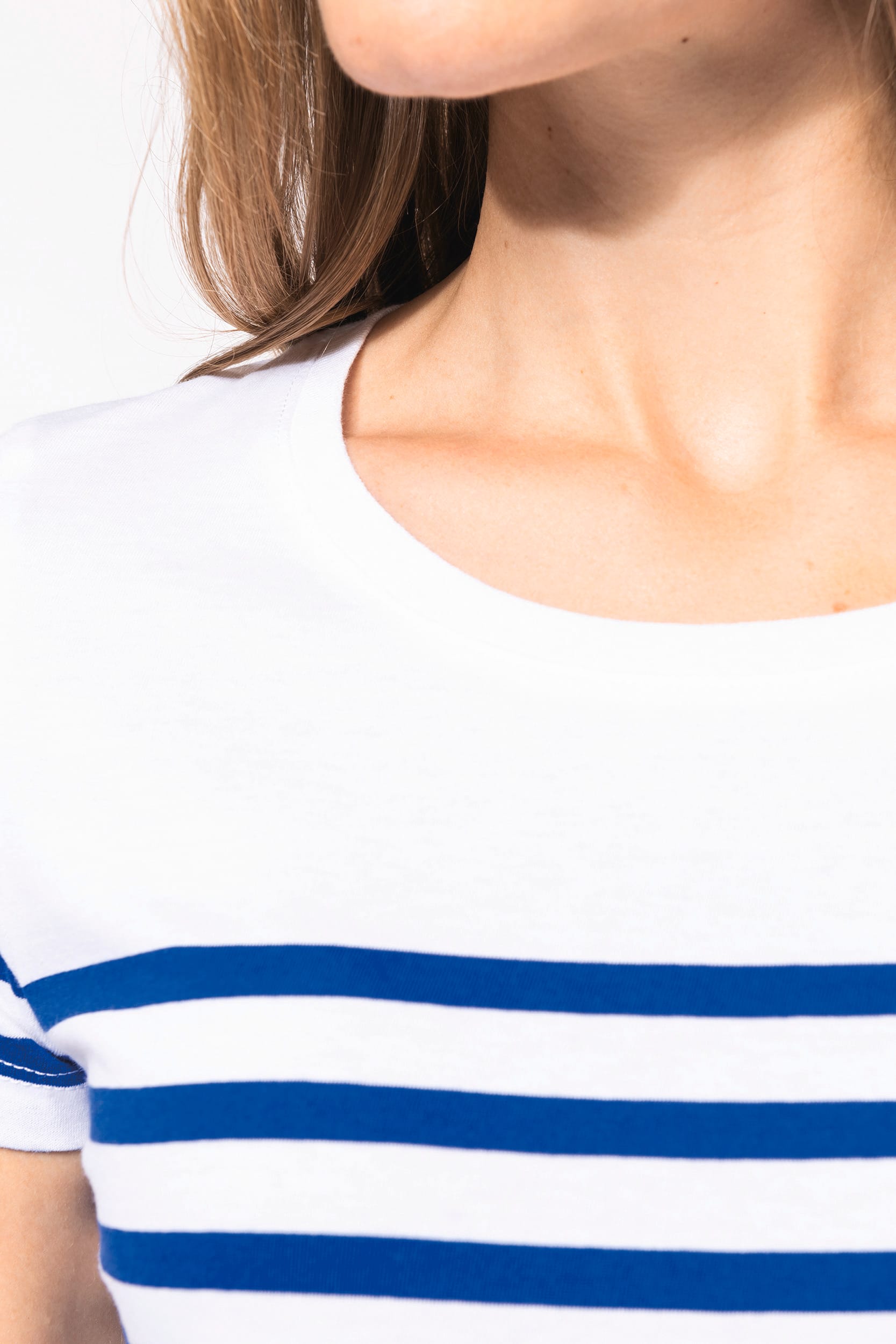 T-Shirt im Marine-Stil mit Rundhalsausschnitt Bio Damen