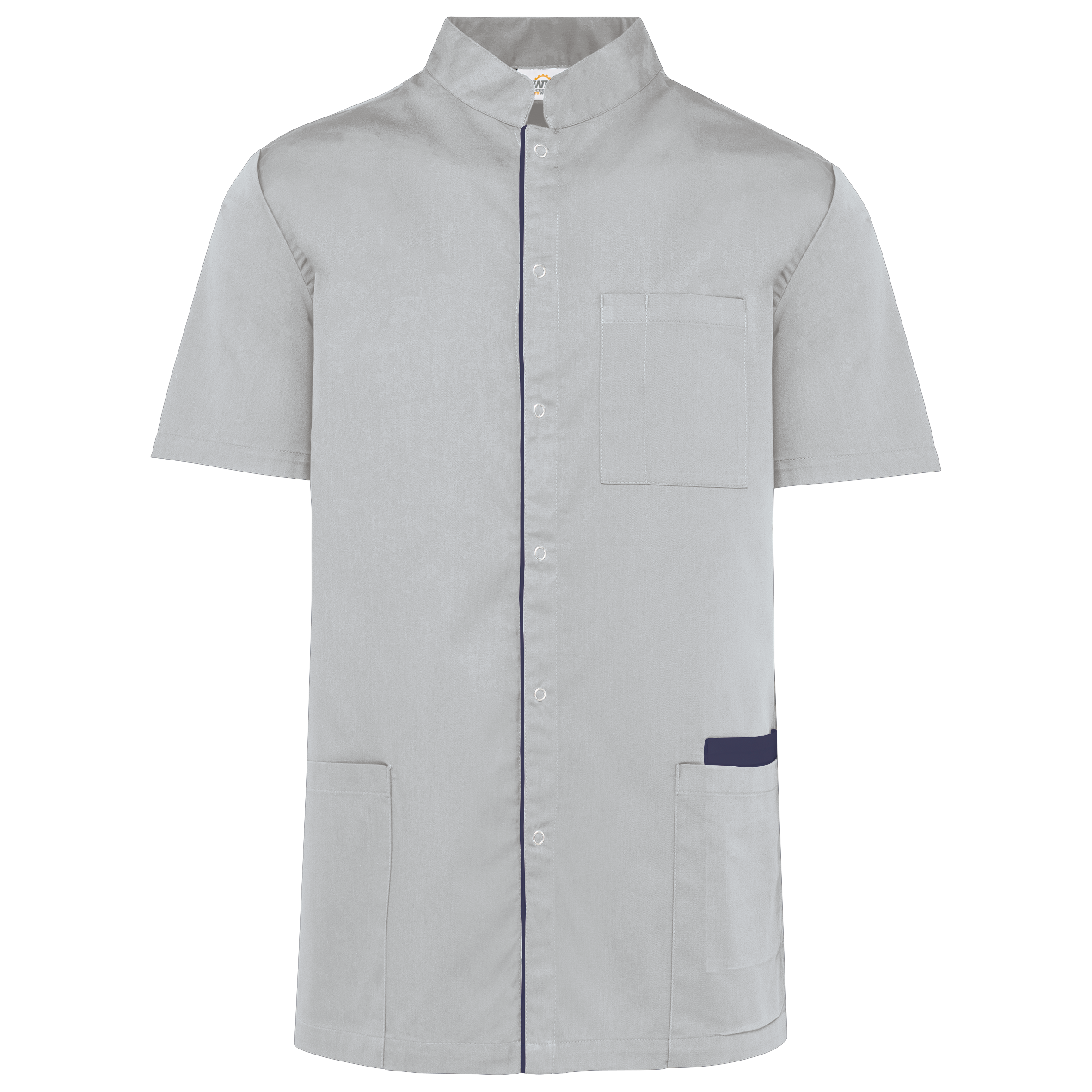 Herrenkittel aus Baumwollpolyester mit Druckknöpfen Herrenkittel aus Baumwollpolyester mit Druckknöpfen