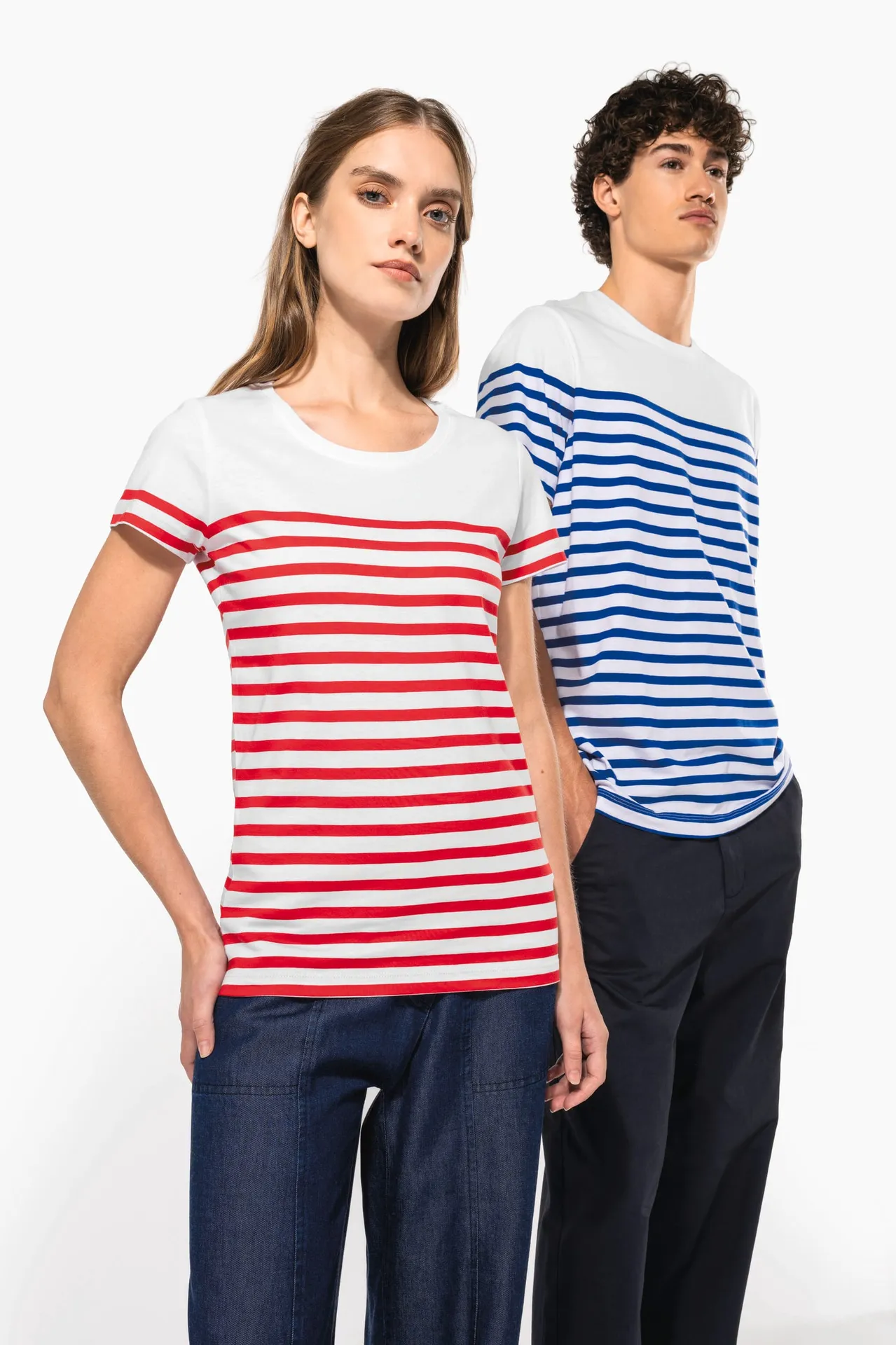 T-Shirt im Marine-Stil mit Rundhalsausschnitt Bio Damen