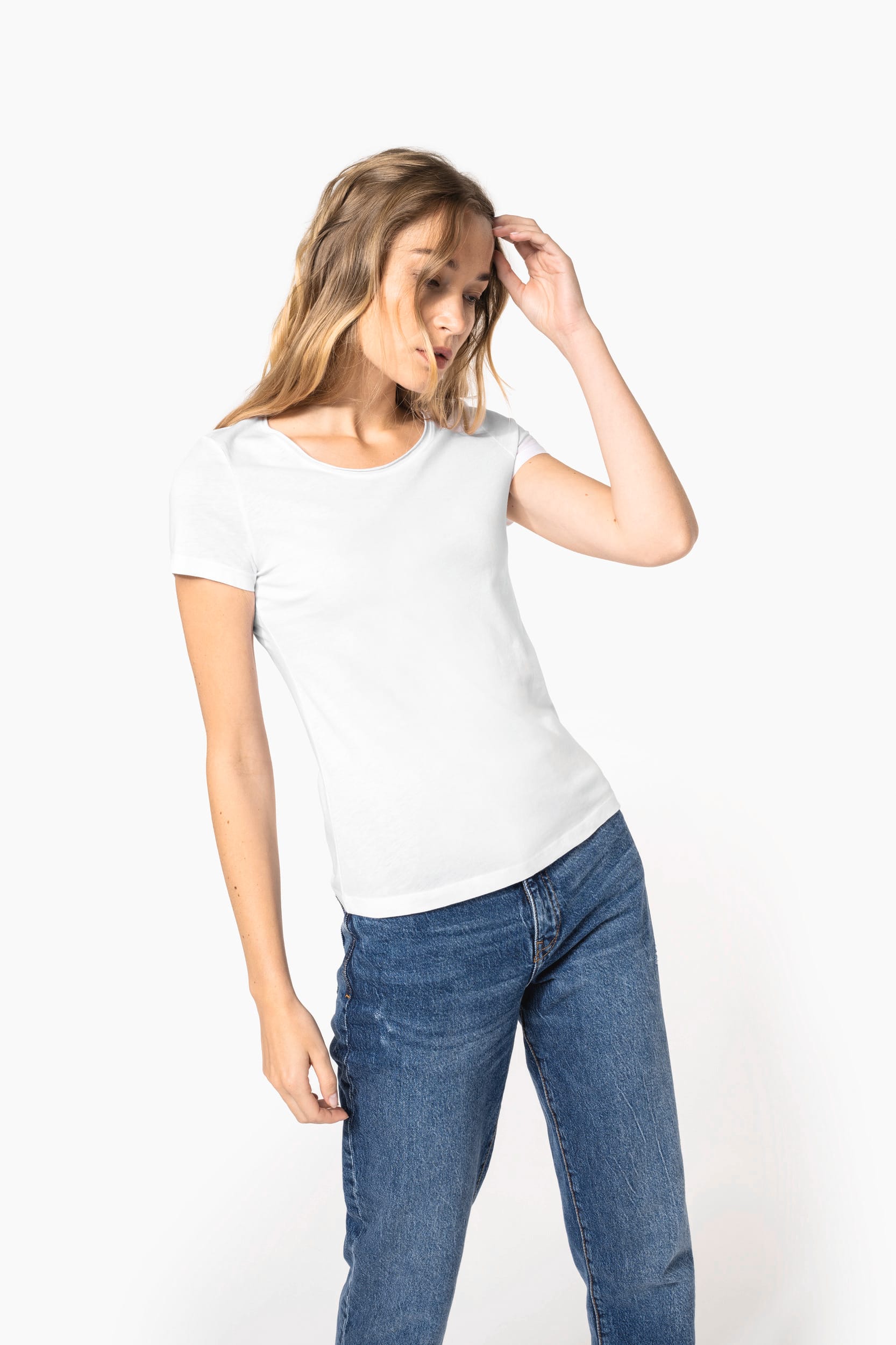 Bio-T-Shirt für Damen mit kurzen Ärmeln und ungesäumtem Halsausschnitt