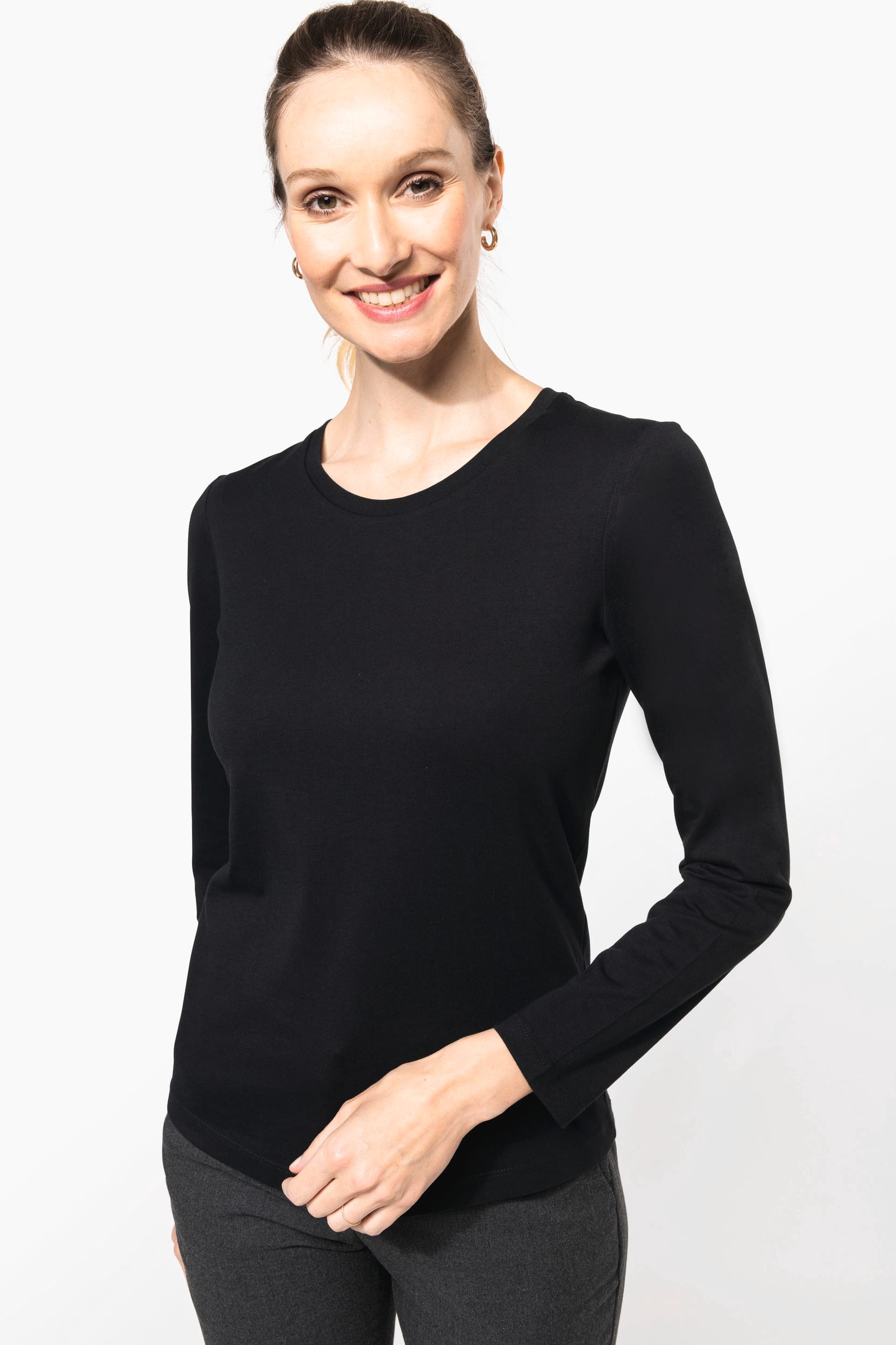 Supima® Damen-T-Shirt mit Rundhalsausschnitt und langen Ärmeln