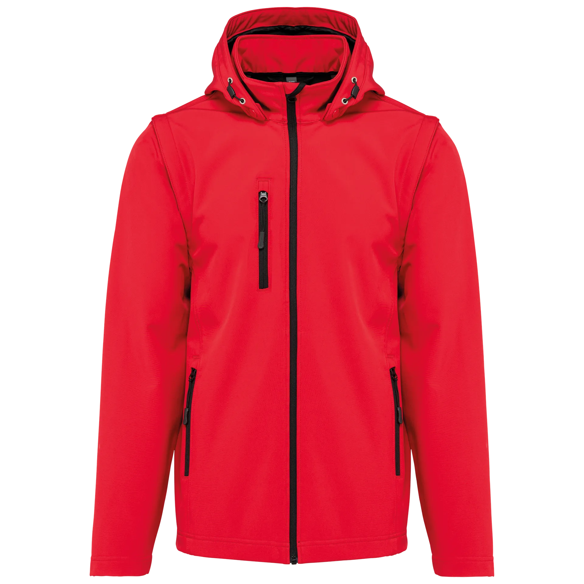 3-lagige Unisex-Softshell-Jacke mit Kapuze und abnehmbaren Ärmeln