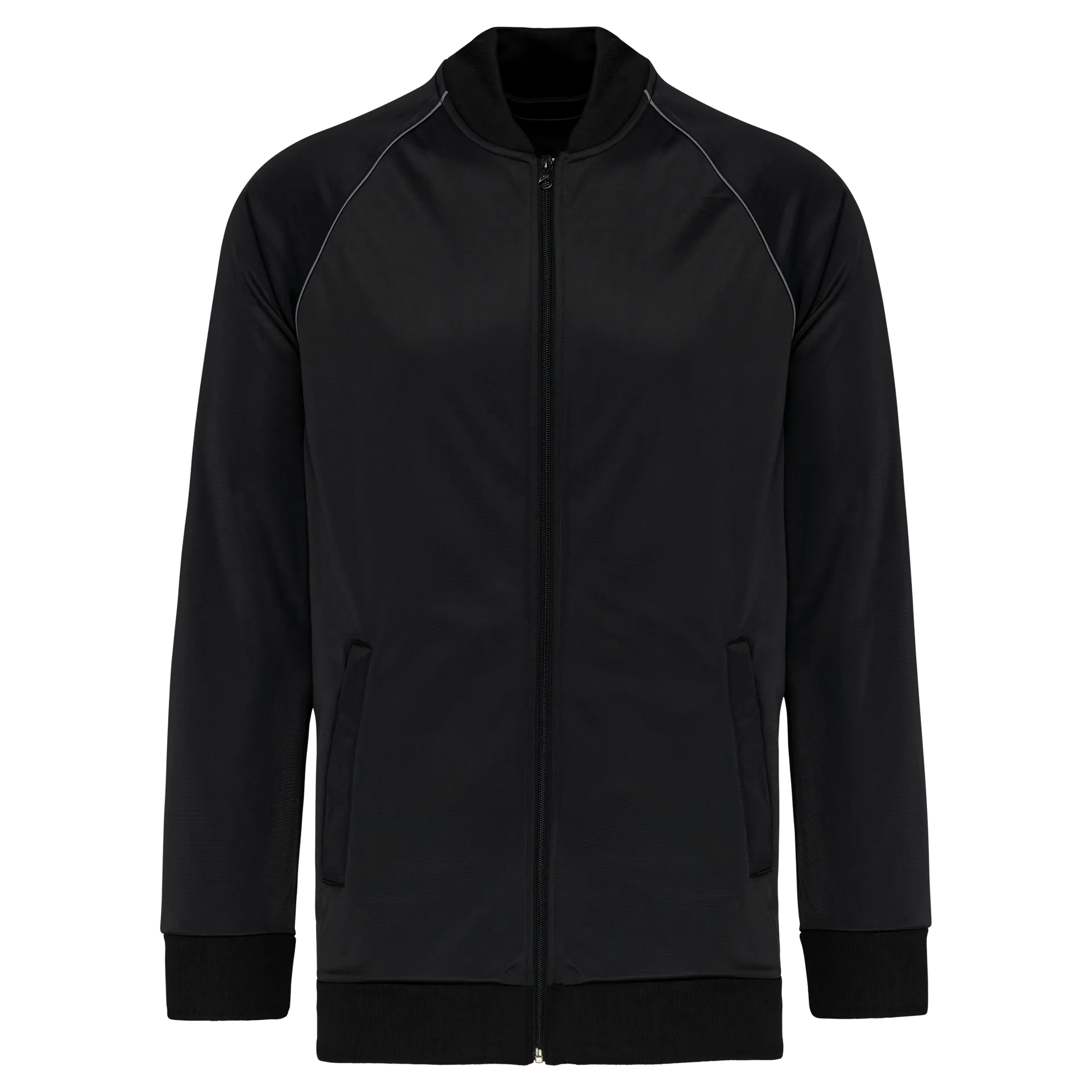 Unisex-Trainingsjacke mit Reißverschluss und Paspel