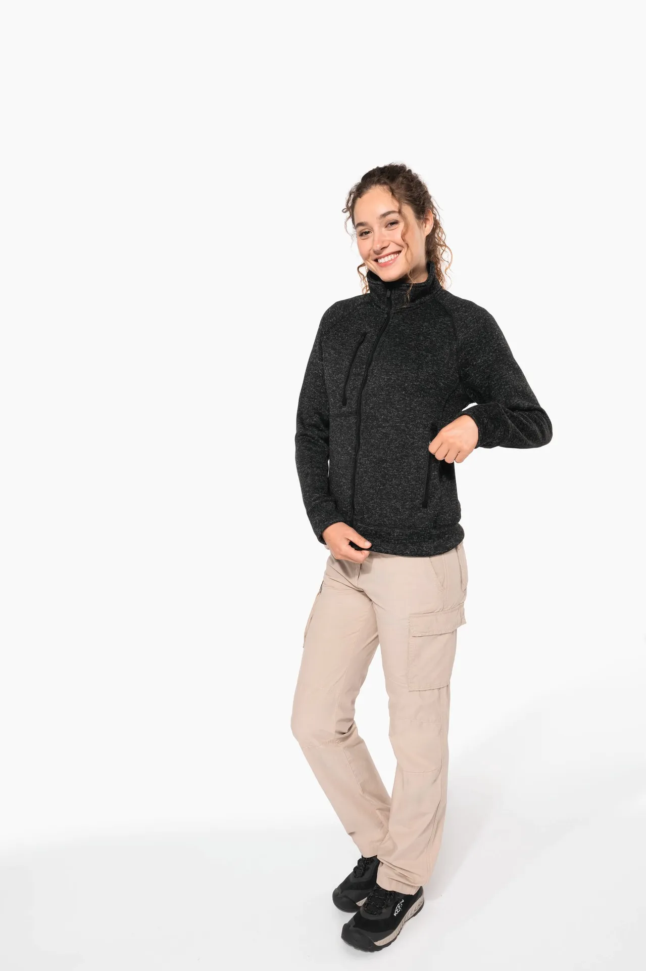 Damen-Weste mit Reißverschluss, aus Chiné