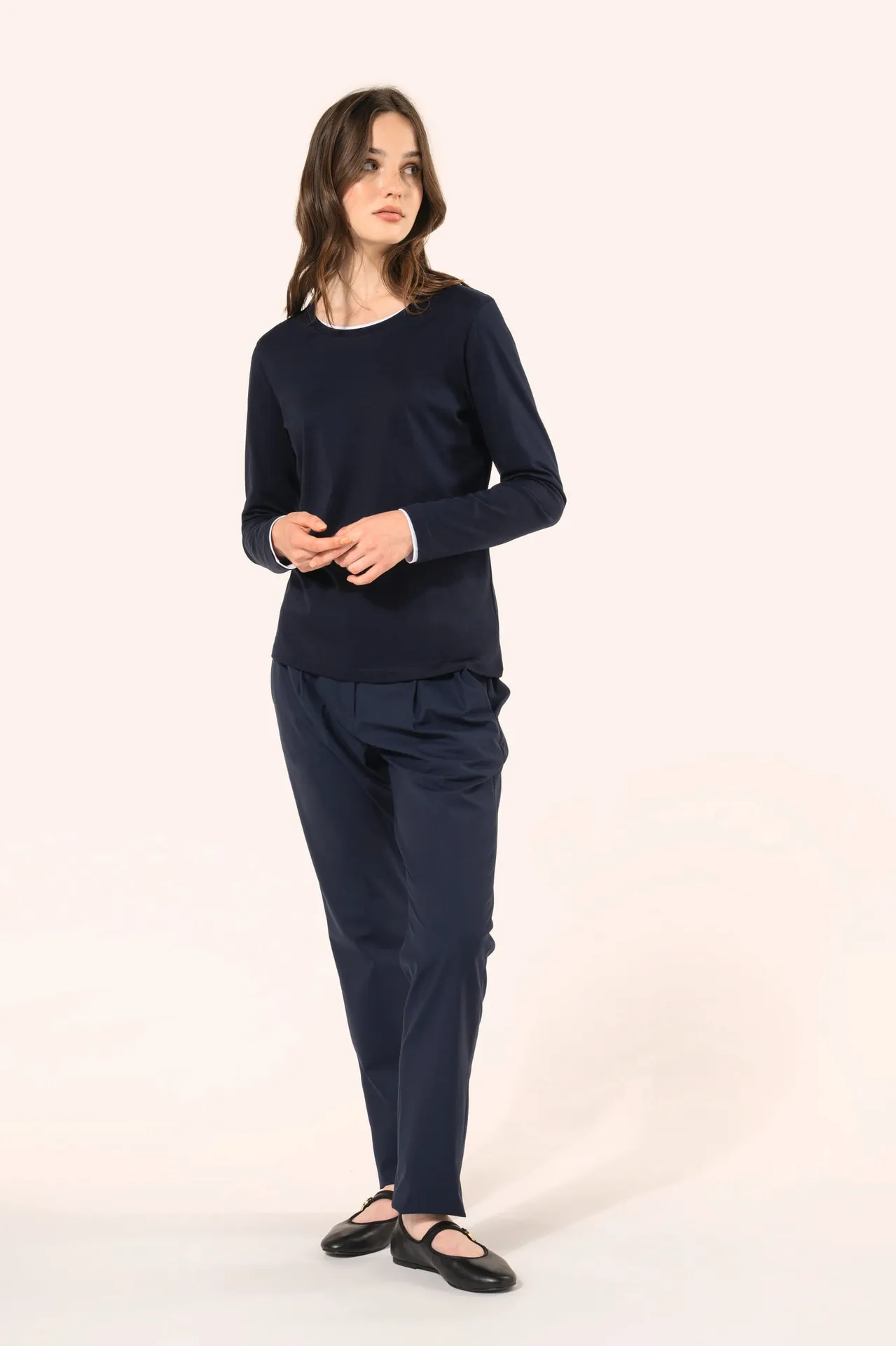 Supima® Damen-T-Shirt mit Rundhalsausschnitt und langen Ärmeln