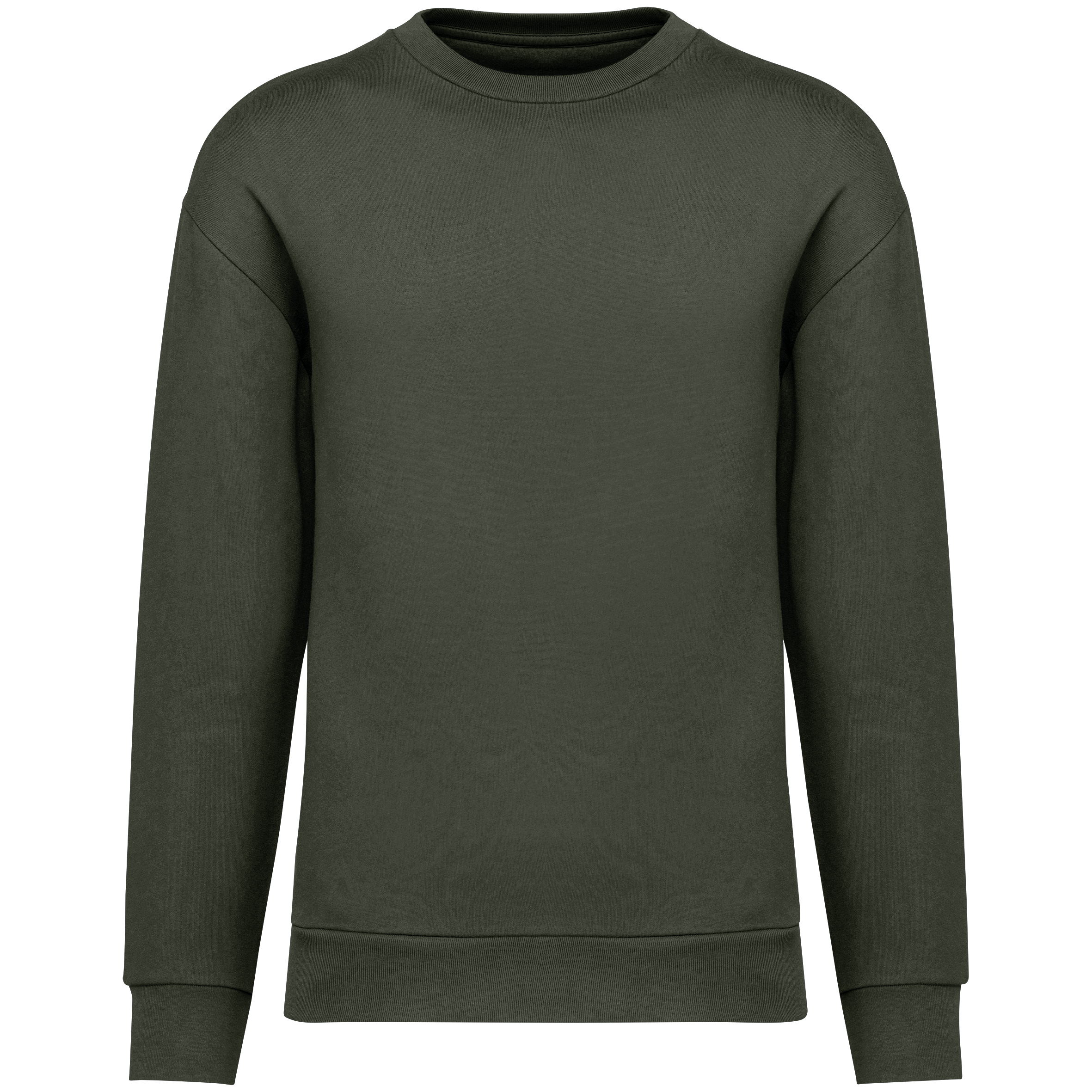 Umweltfreundliches Unisex Sweatshirt mit Rundhalsausschnitt und hängenden Schultern aus gebürstetem Molton