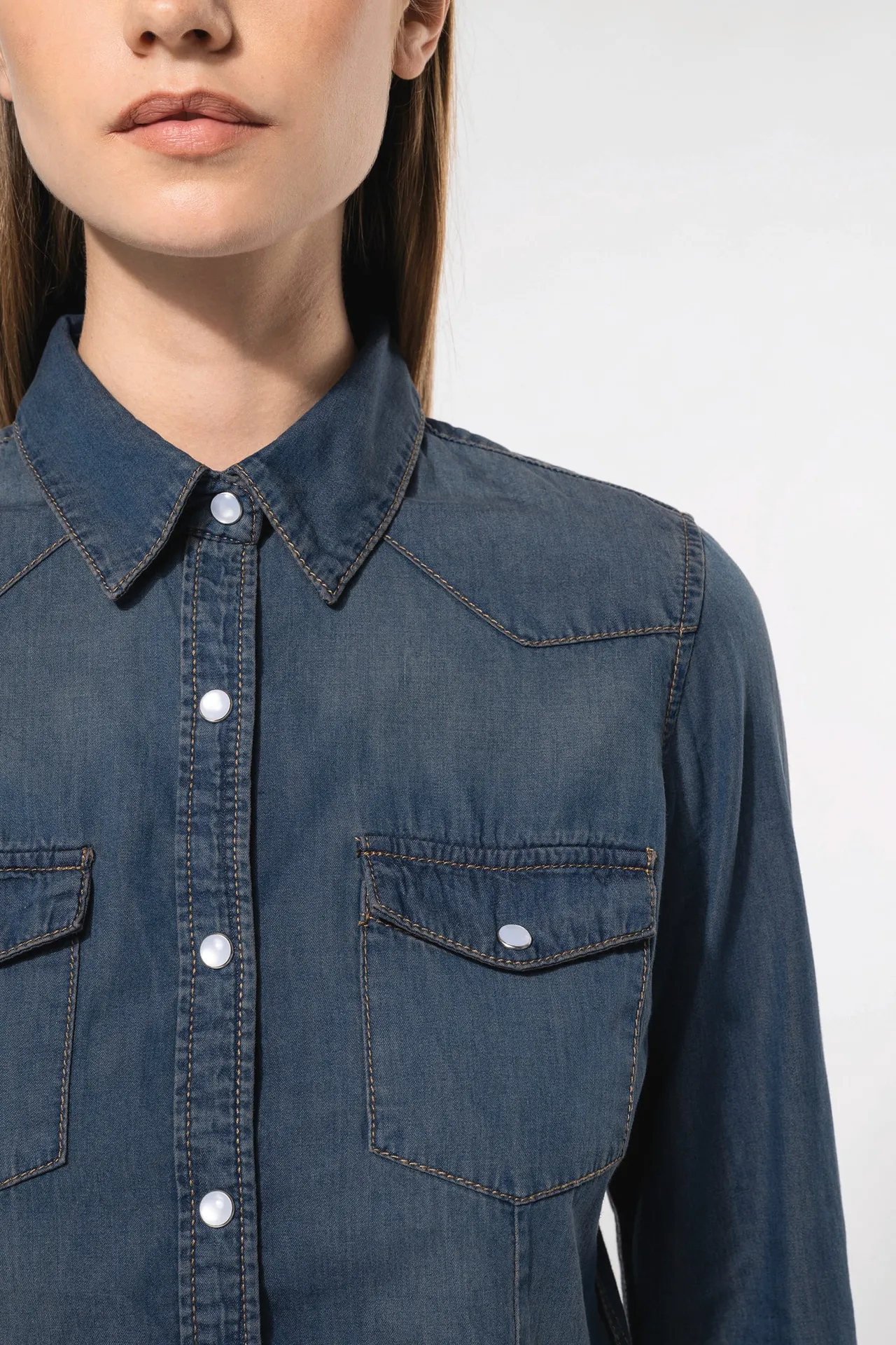 Damen denim-hemd langarm