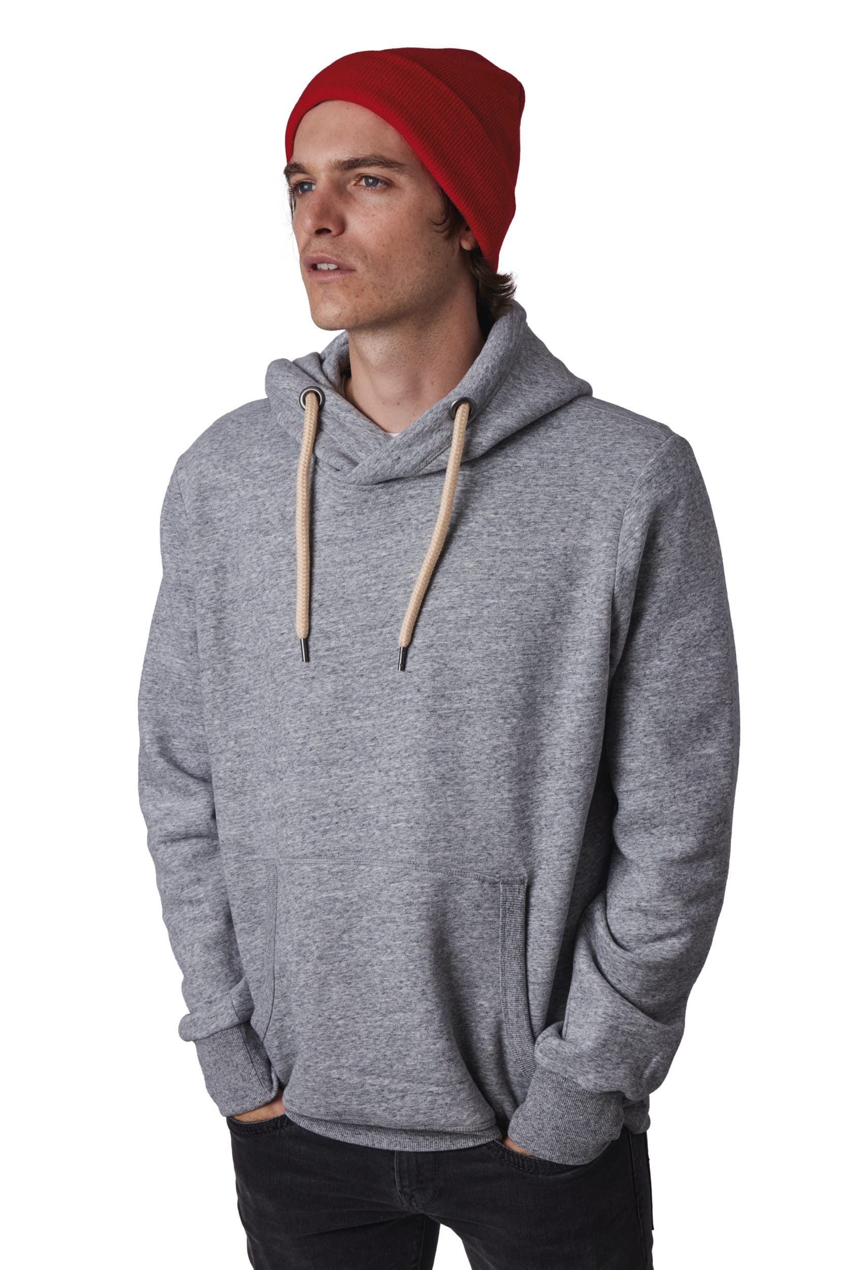 Recycelte Mütze mit Strickumschlag