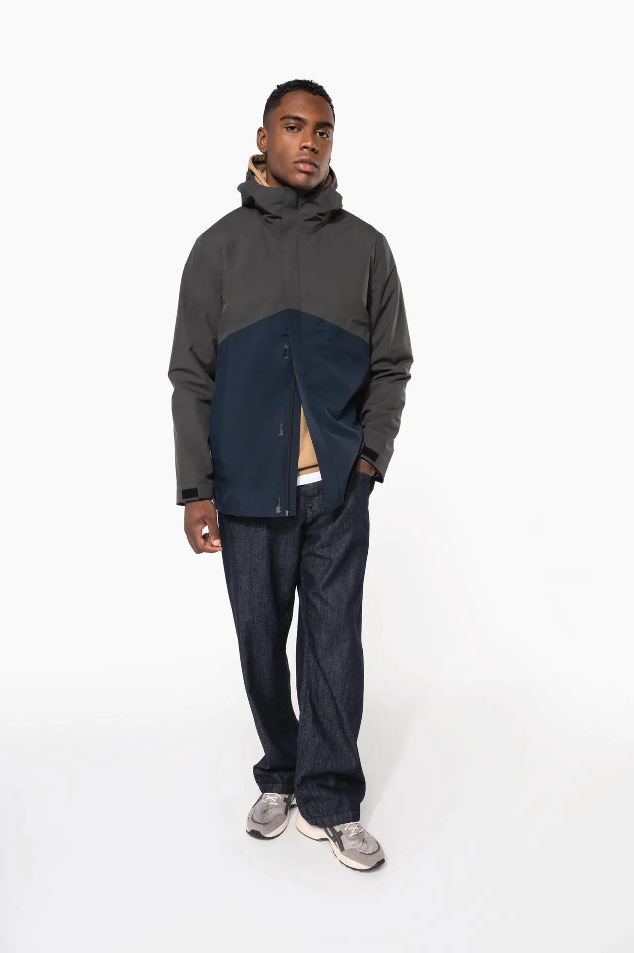 Wasserdichter 3-in-1-Unisex-Parka mit zweifarbiger Kapuze