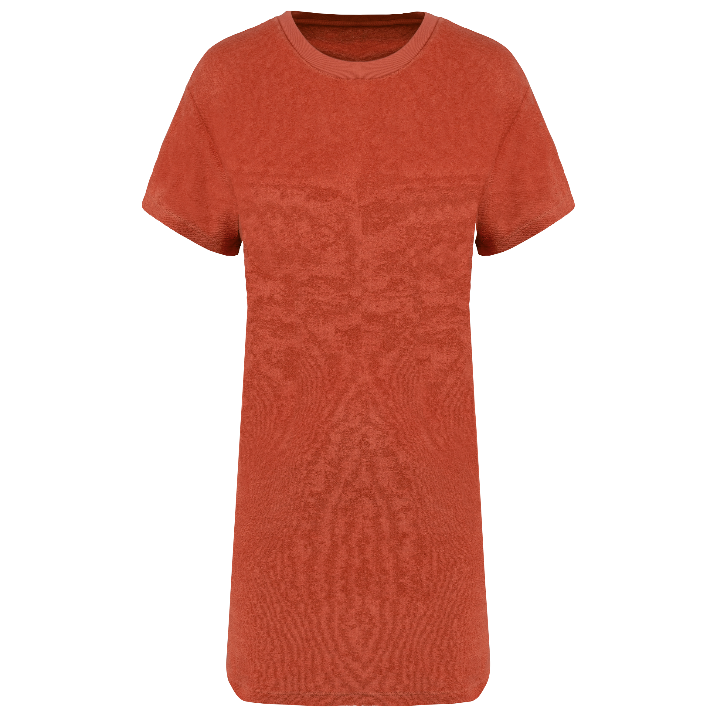 Umweltfreundliches Damen-T-Shirt-Kleid aus Frottee mit überschnittener Schulterpartie