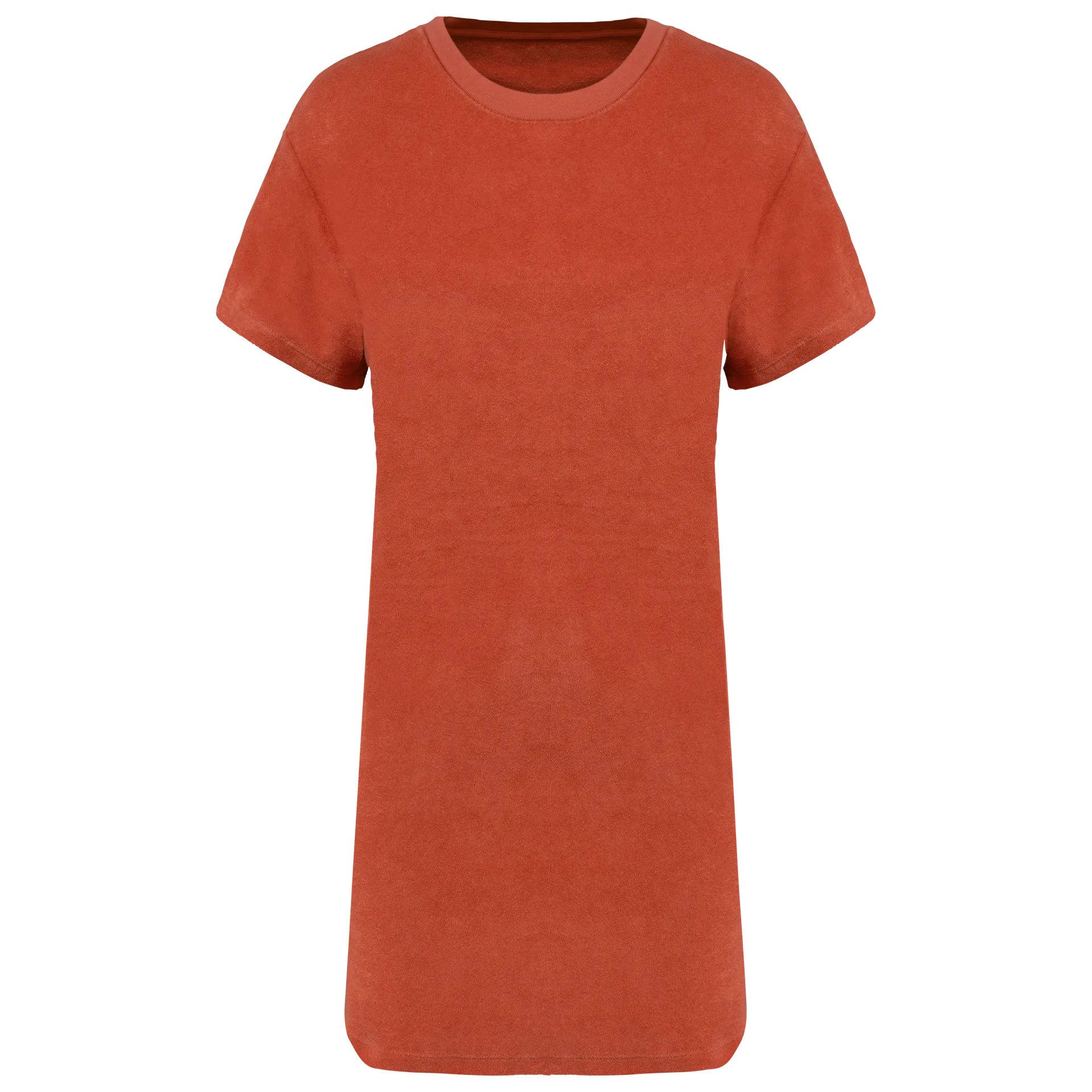 Umweltfreundliches Damen-T-Shirt-Kleid aus Frottee mit überschnittener Schulterpartie