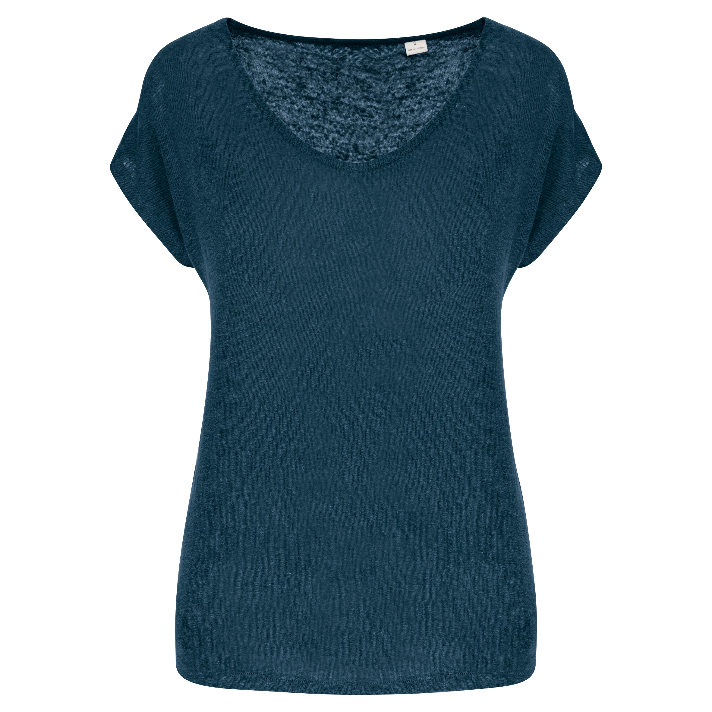 Damen-T-Shirt aus Leinen mit V-Ausschnitt