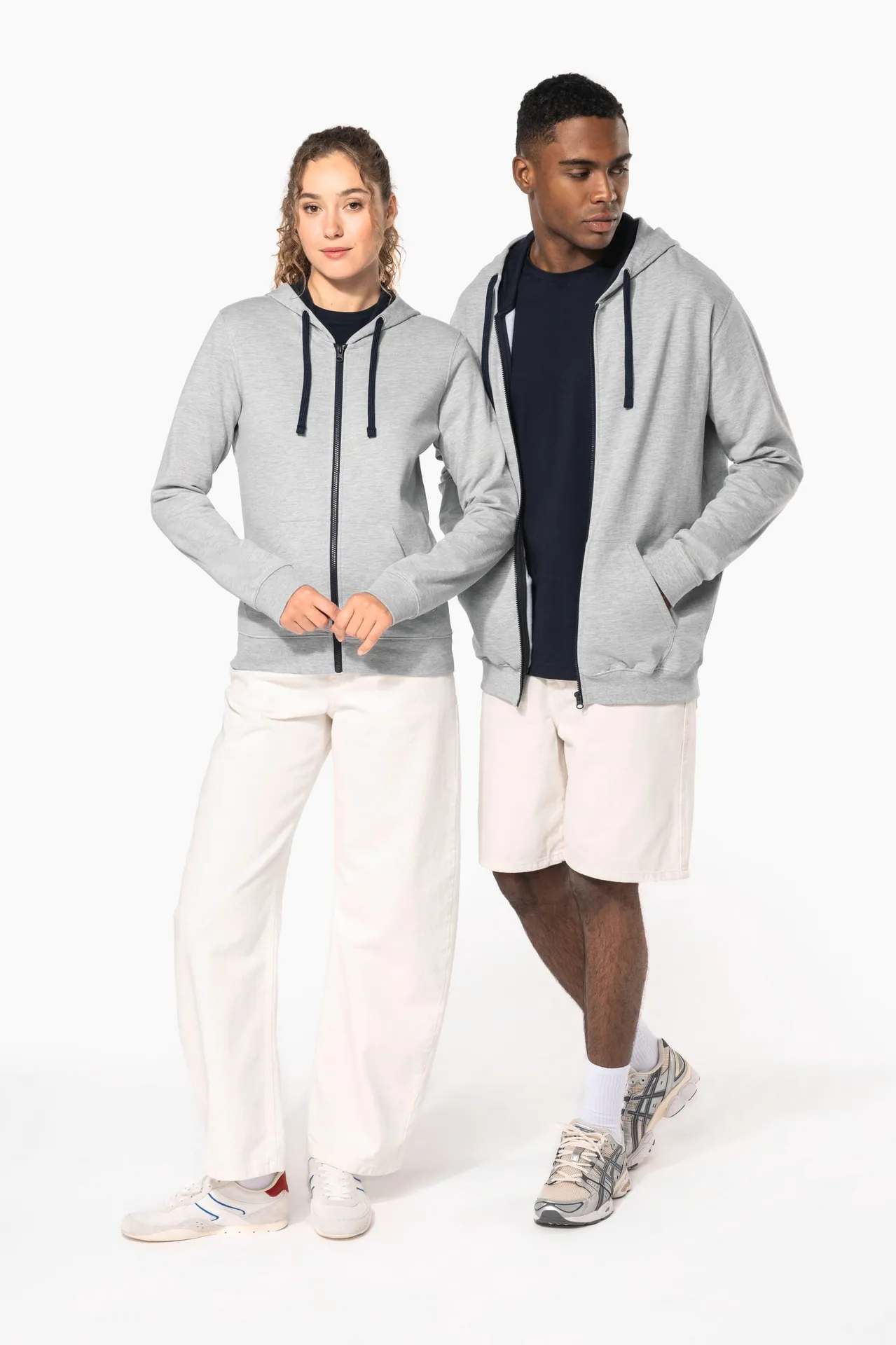 DAMEN-KAPUZENSWEATSHIRT BICOLOR mit Reißverschluss