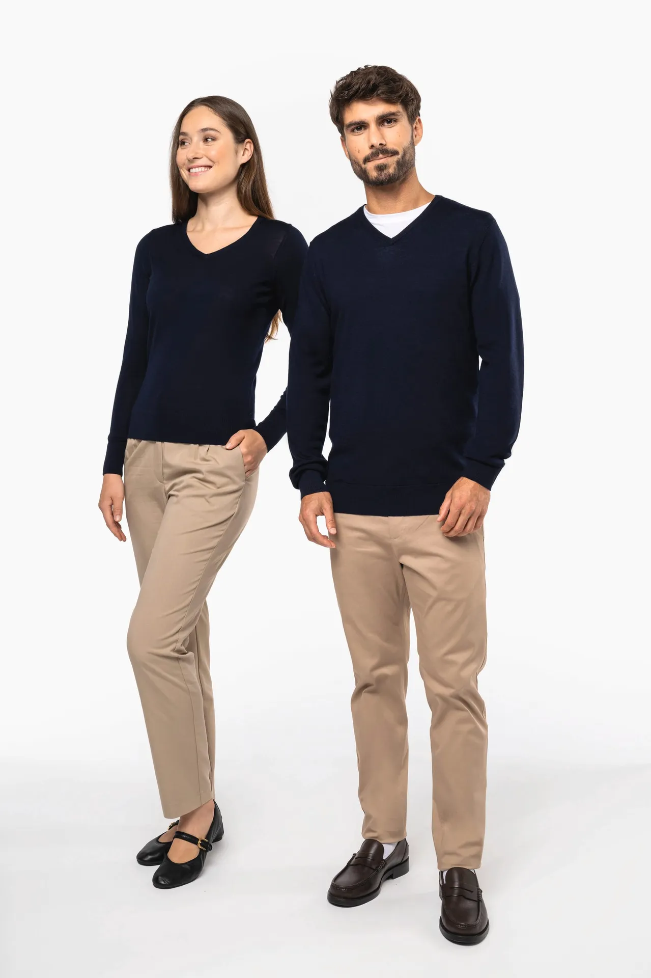 Merino-Damenpullover mit V-Ausschnitt