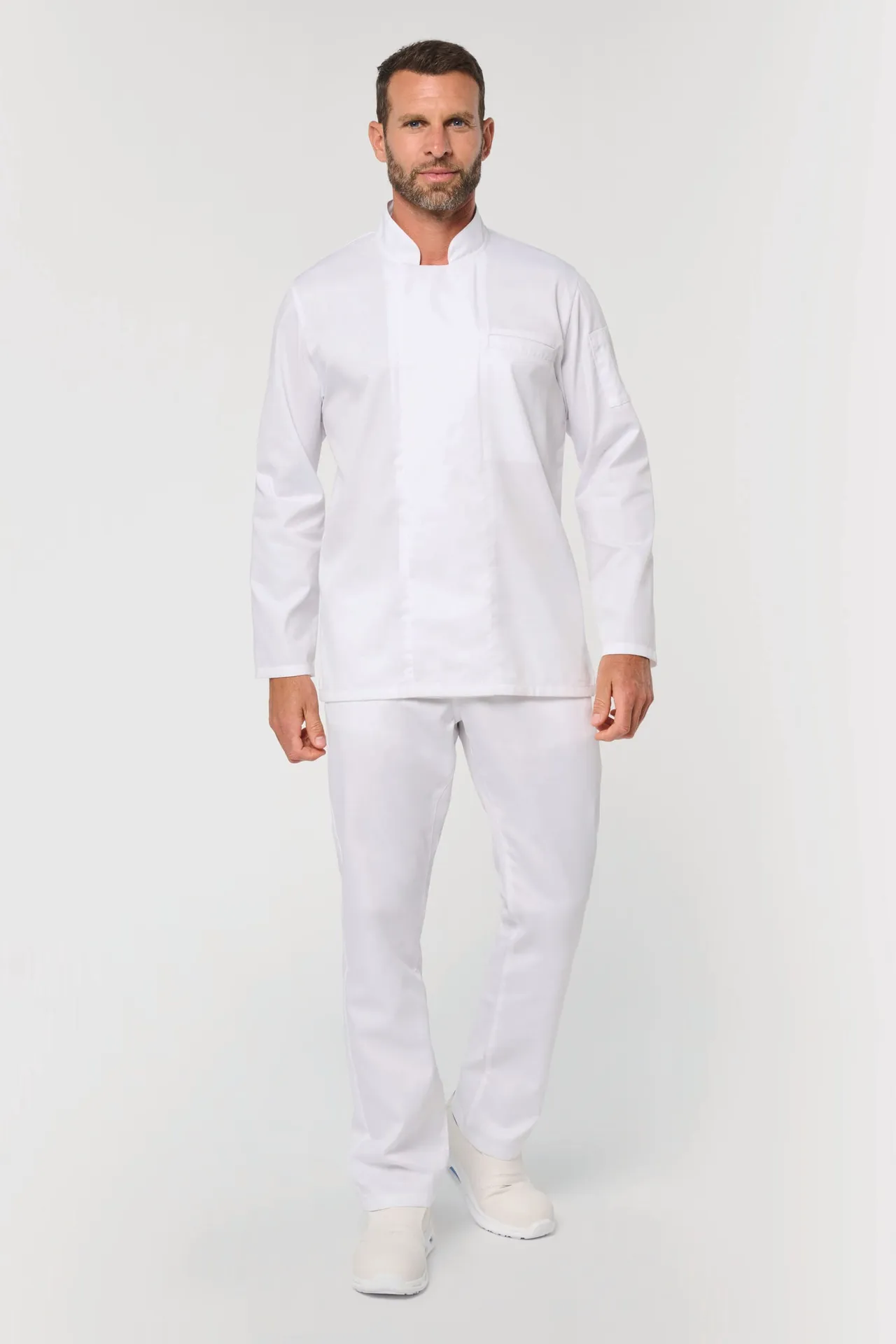 Umweltfreundliche, atmungsaktive Unisex-Kochjacke mit langen Ärmeln