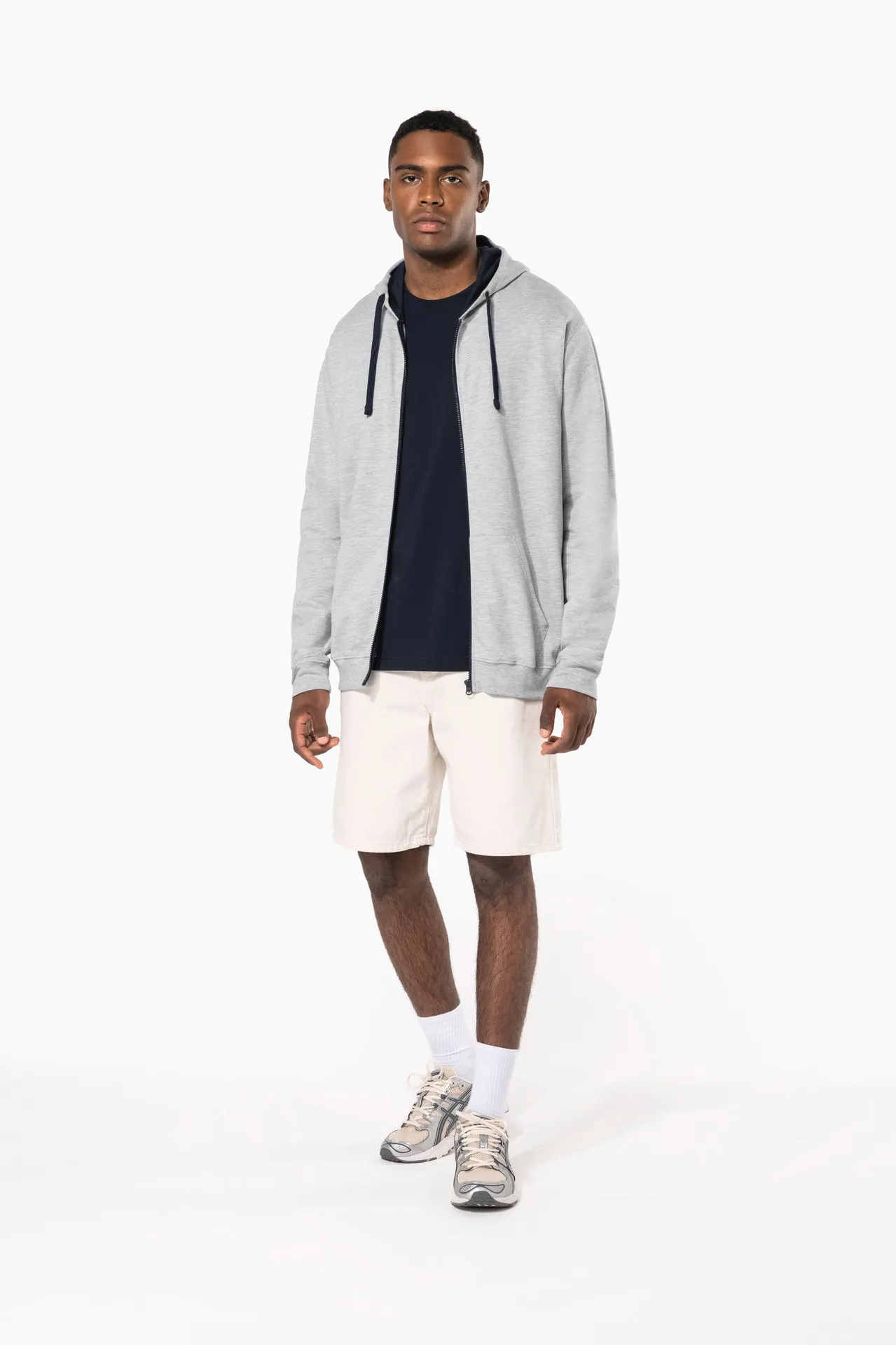 HERREN-KAPUZENSWEATSHIRT BICOLOR mit Reißverschluss