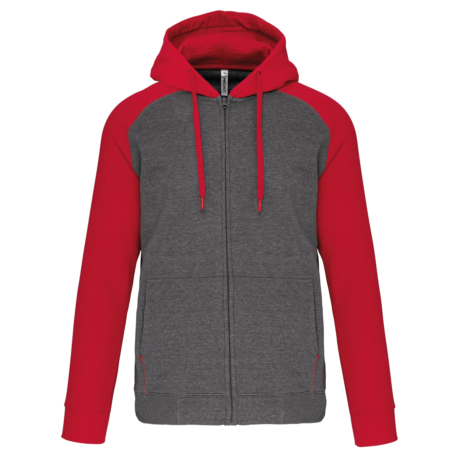 Zweifarbige Unisex-Fleecejacke mit Reißverschluss und Kapuze