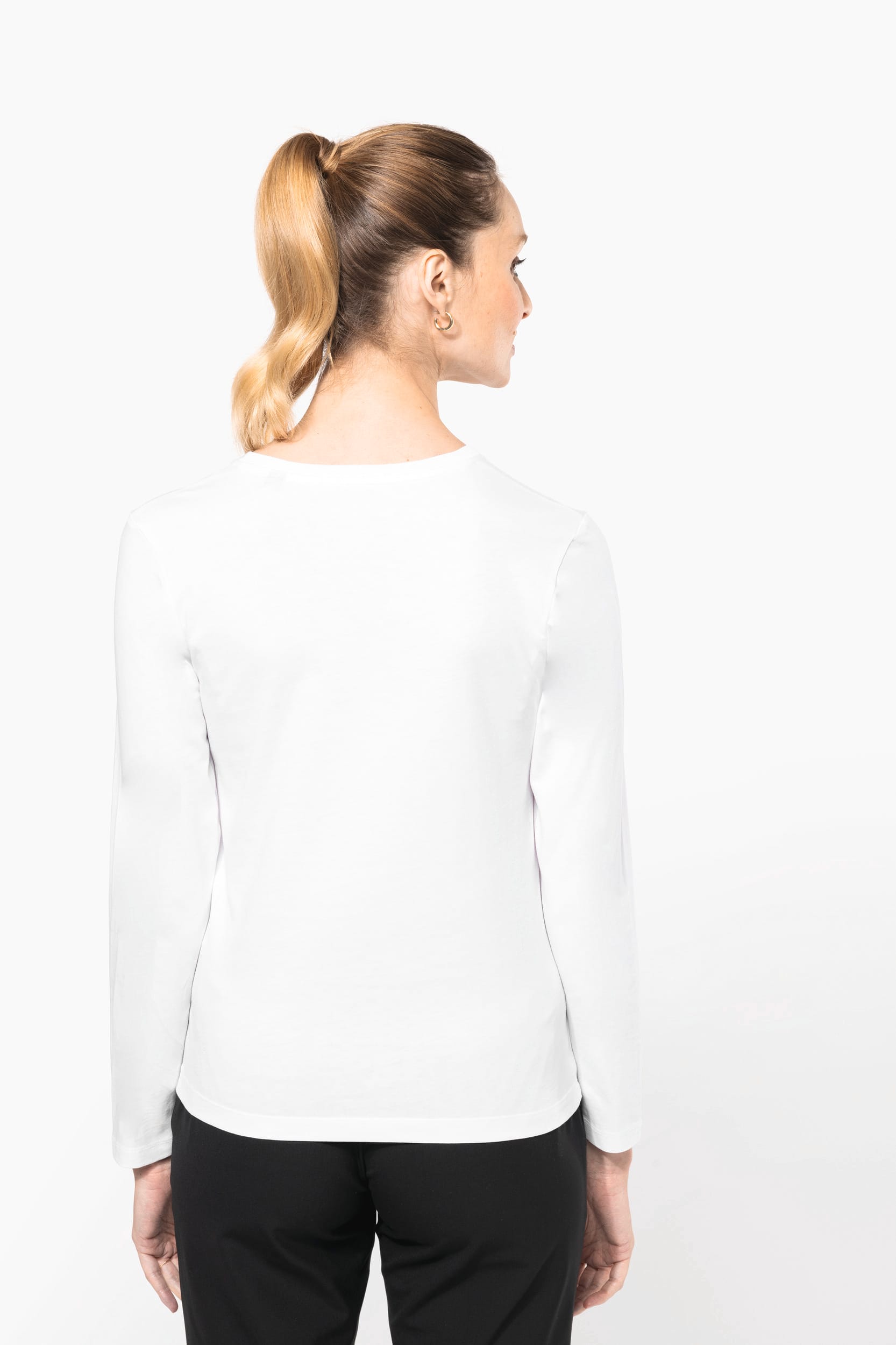 Supima® Damen-T-Shirt mit V-Ausschnitt und langen Ärmeln