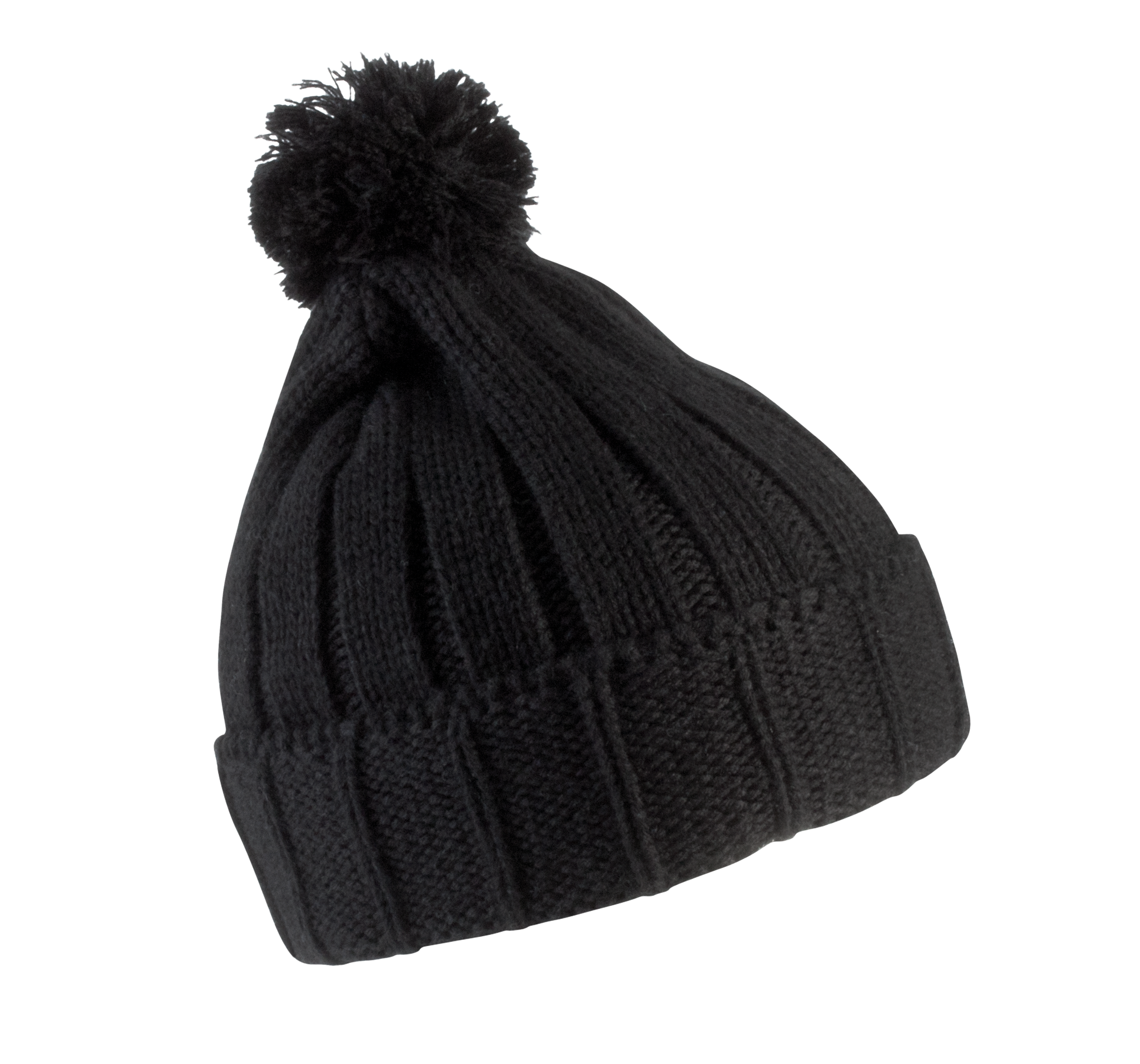 Bommelmütze mit Umschlag.