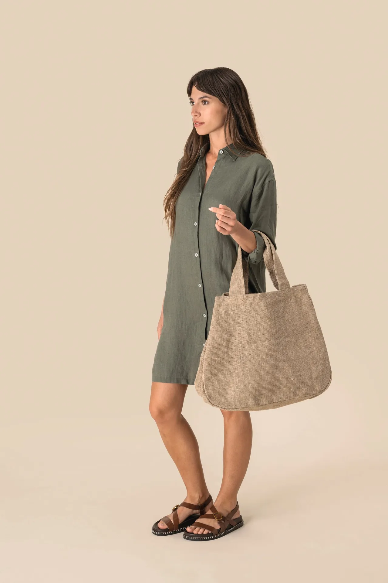 Hemdblusenkleid aus Leinen für Damen