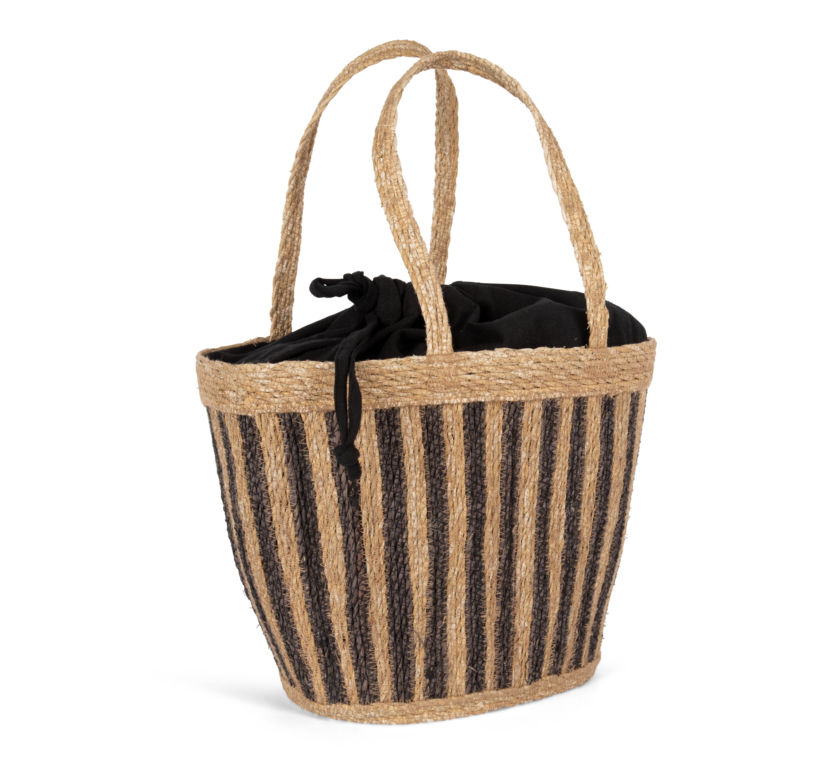 Gestreifte Korbtasche aus Seegras